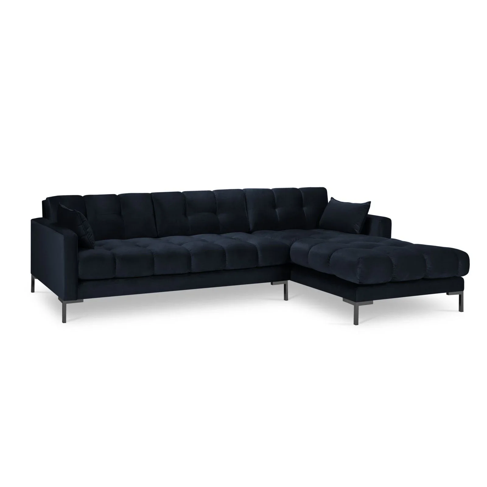Mamaia 4-Sitzer Ecksofa, Rechte Seite, Metallbeine Schwarz, mit Bezug aus Samt oder Strukturstoff, 293x185 cm - Image 147