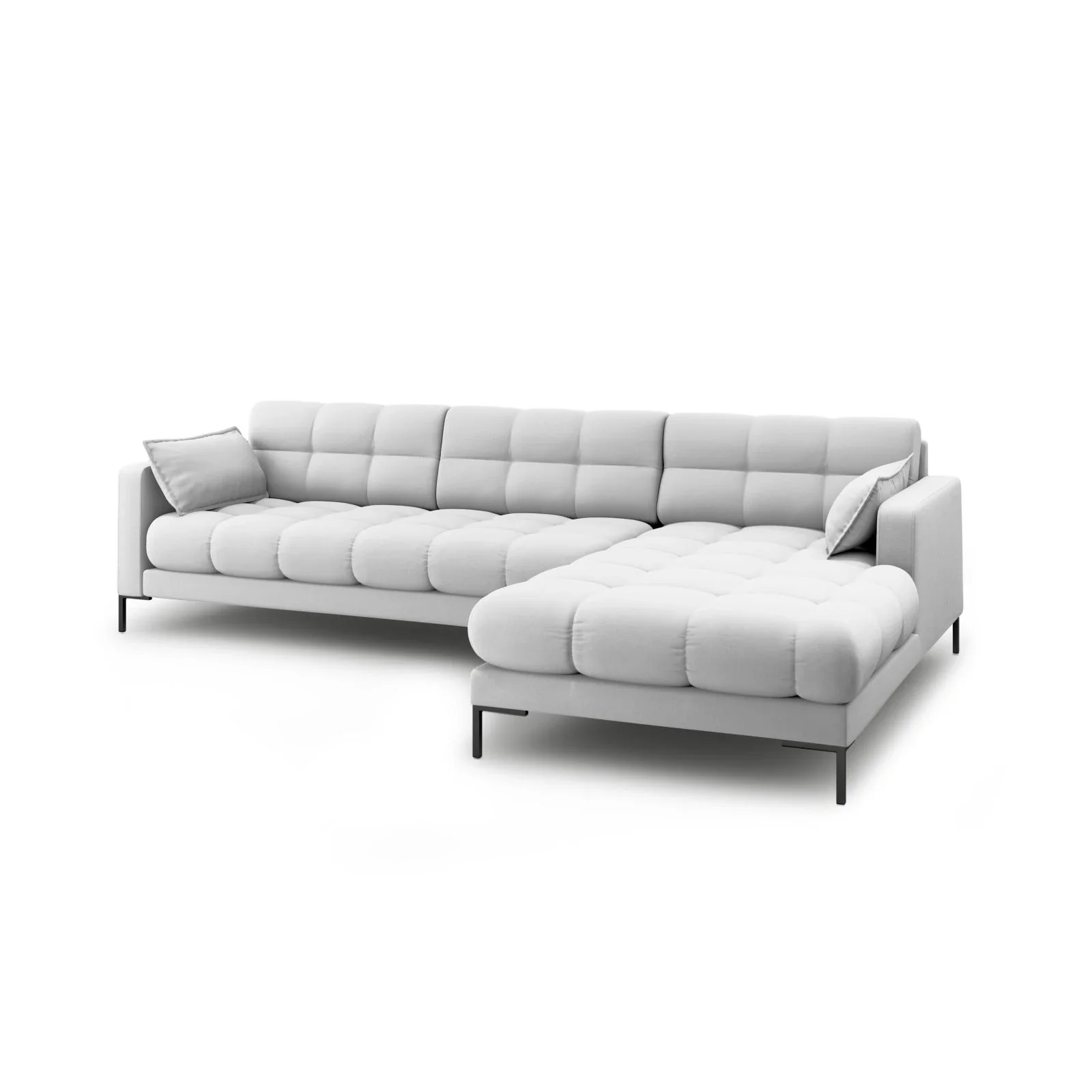 Mamaia 4-Sitzer Ecksofa, Rechte Seite, Metallbeine Schwarz, mit Bezug aus Samt oder Strukturstoff, 293x185 cm - Image 15