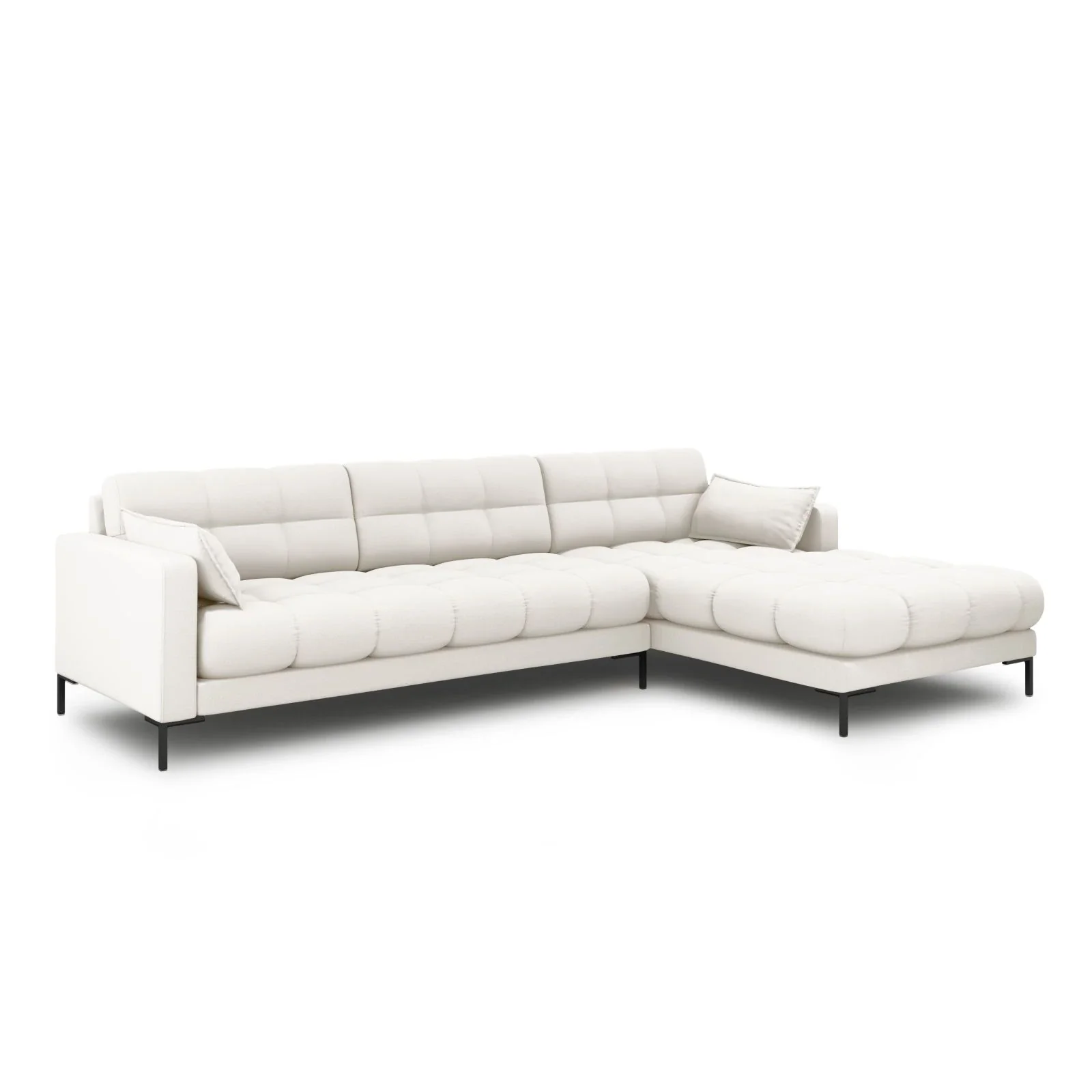 Mamaia 4-Sitzer Ecksofa, Rechte Seite, Metallbeine Schwarz, mit Bezug aus Samt oder Strukturstoff, 293x185 cm - Image 2