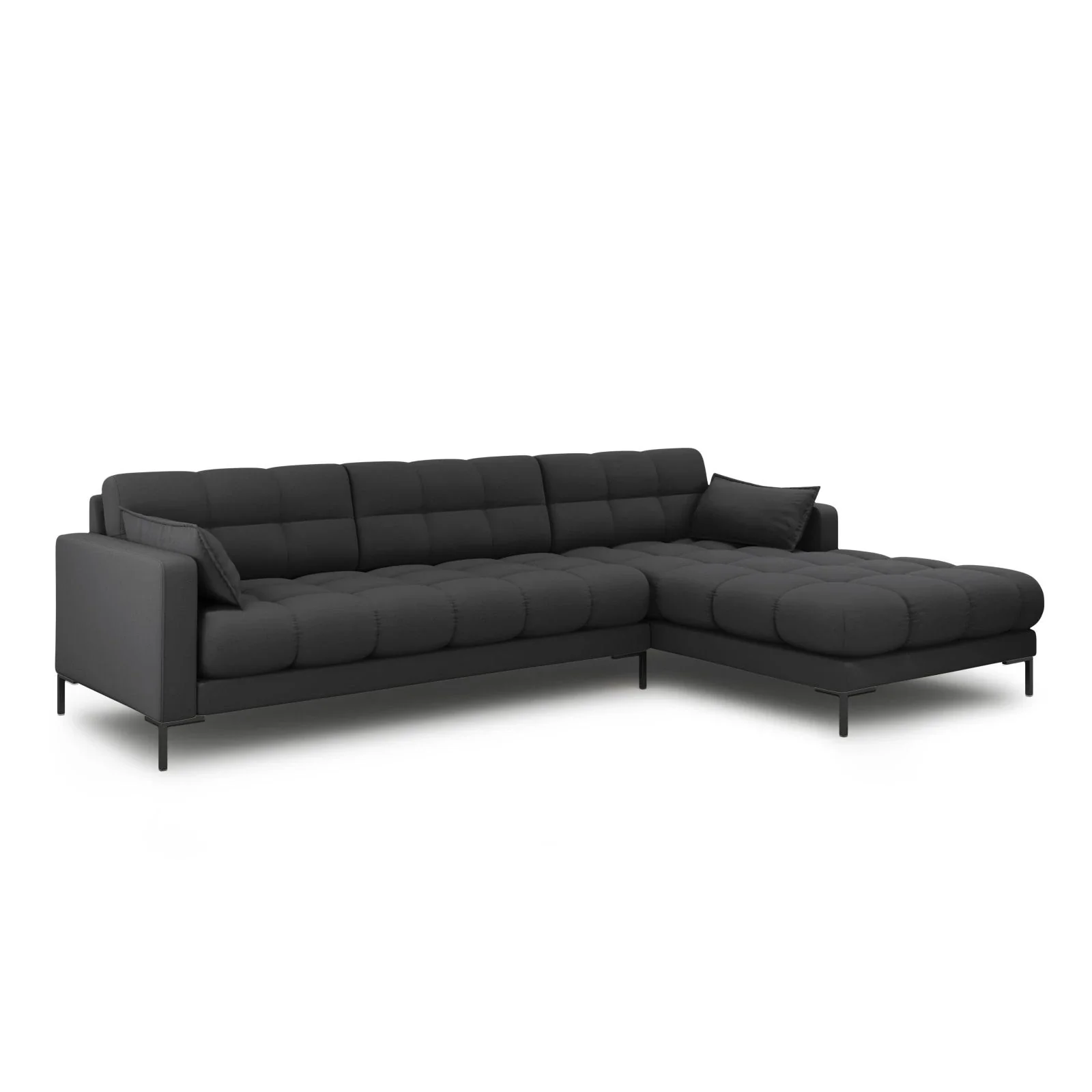 Mamaia 4-Sitzer Ecksofa, Rechte Seite, Metallbeine Schwarz, mit Bezug aus Samt oder Strukturstoff, 293x185 cm - Image 20