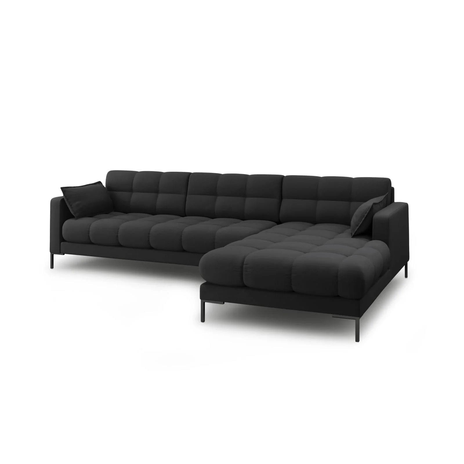 Mamaia 4-Sitzer Ecksofa, Rechte Seite, Metallbeine Schwarz, mit Bezug aus Samt oder Strukturstoff, 293x185 cm - Image 21