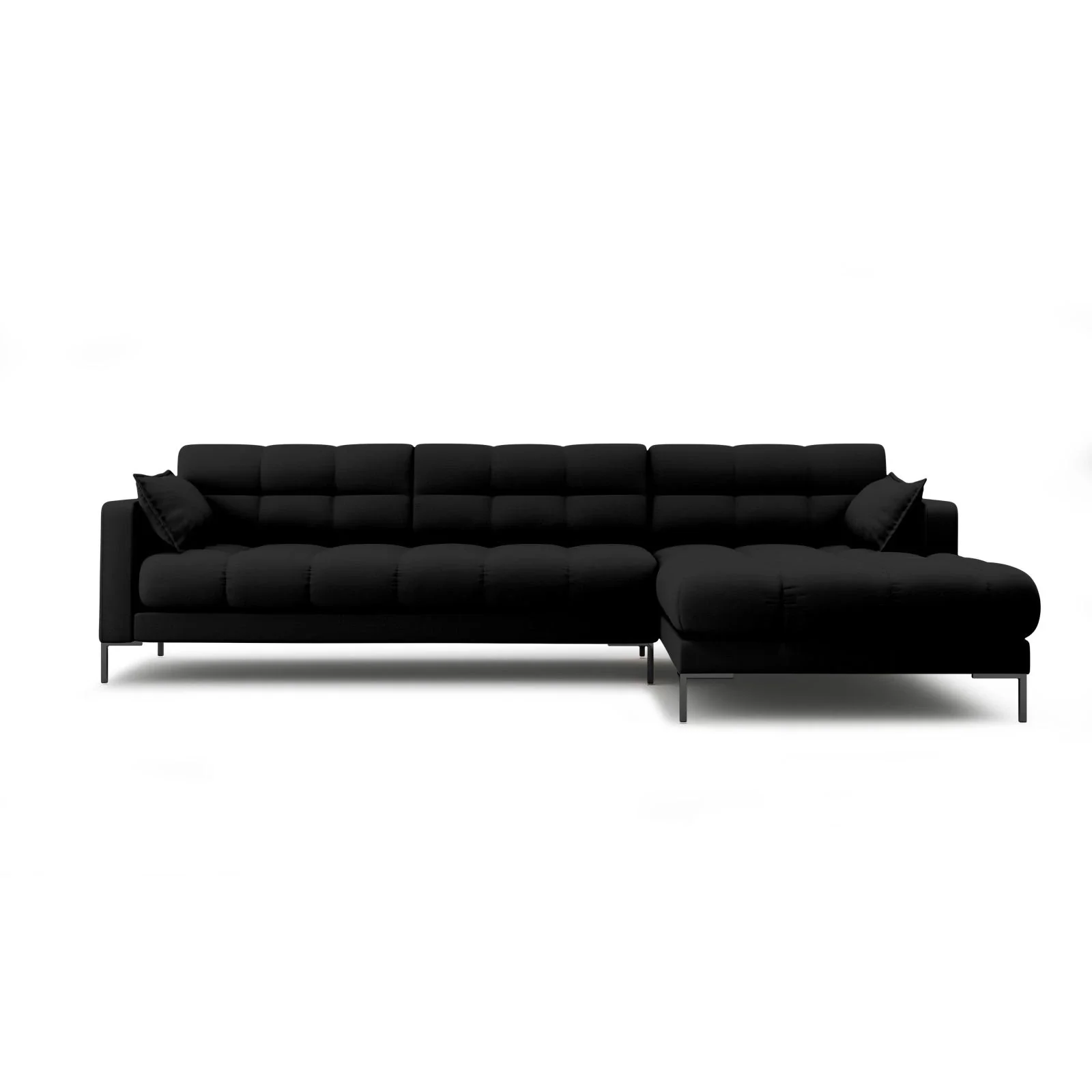 Mamaia 4-Sitzer Ecksofa, Rechte Seite, Metallbeine Schwarz, mit Bezug aus Samt oder Strukturstoff, 293x185 cm - Image 25