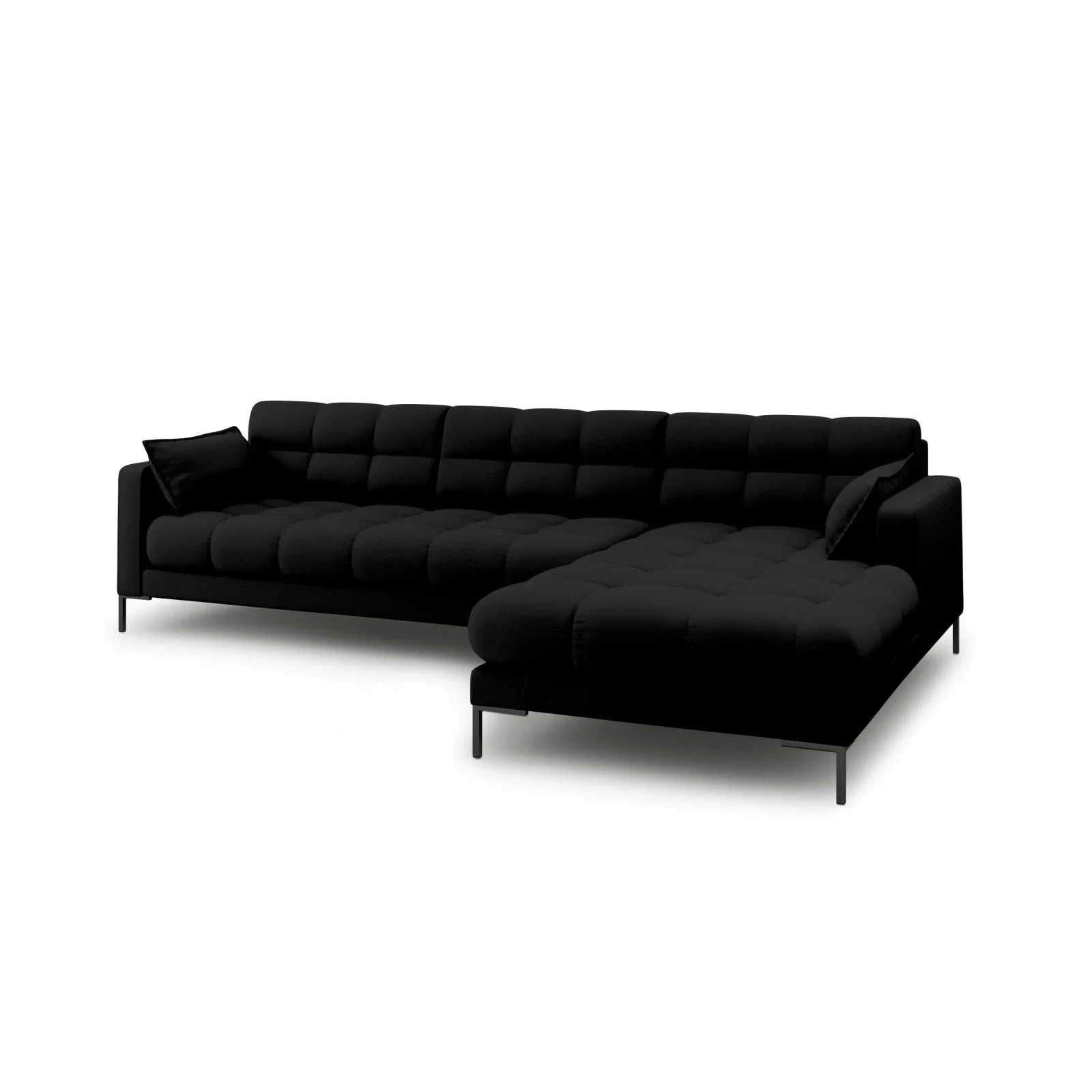 Mamaia 4-Sitzer Ecksofa, Rechte Seite, Metallbeine Schwarz, mit Bezug aus Samt oder Strukturstoff, 293x185 cm - Image 27