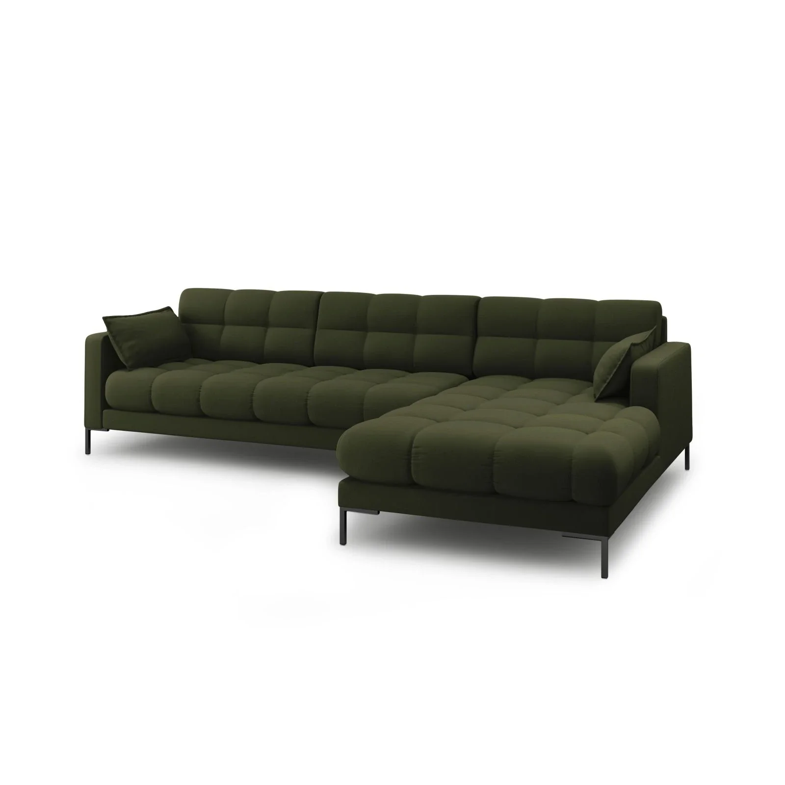 Mamaia 4-Sitzer Ecksofa, Rechte Seite, Metallbeine Schwarz, mit Bezug aus Samt oder Strukturstoff, 293x185 cm - Image 39