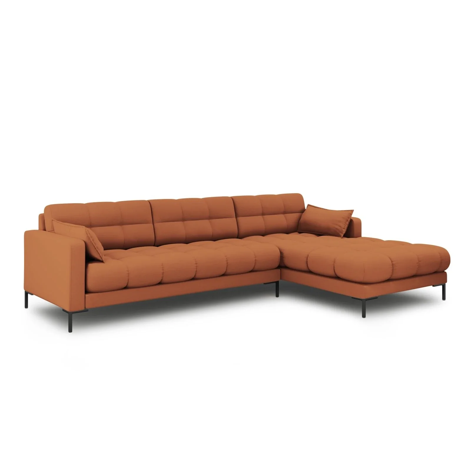 Mamaia 4-Sitzer Ecksofa, Rechte Seite, Metallbeine Schwarz, mit Bezug aus Samt oder Strukturstoff, 293x185 cm - Image 44