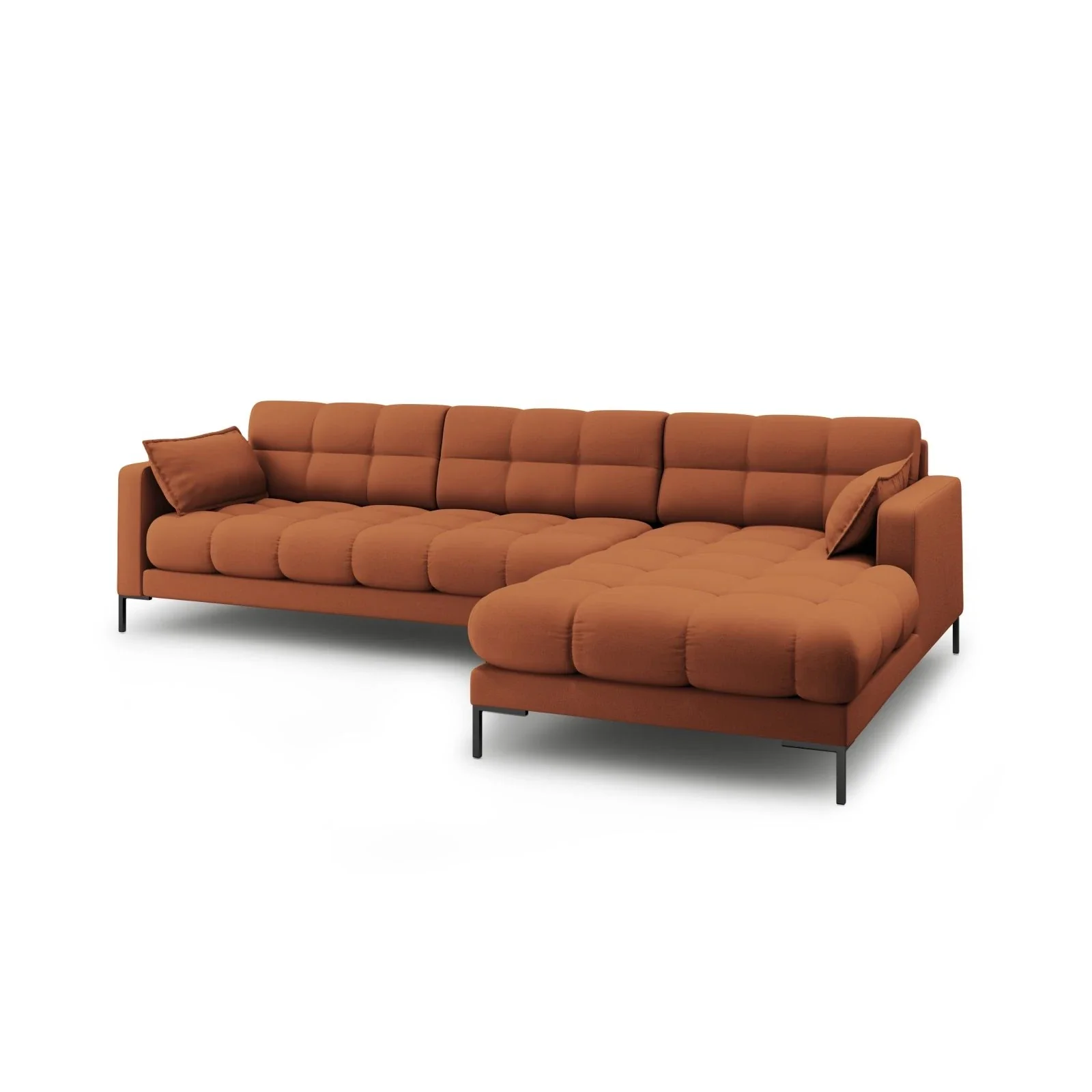 Mamaia 4-Sitzer Ecksofa, Rechte Seite, Metallbeine Schwarz, mit Bezug aus Samt oder Strukturstoff, 293x185 cm - Image 45