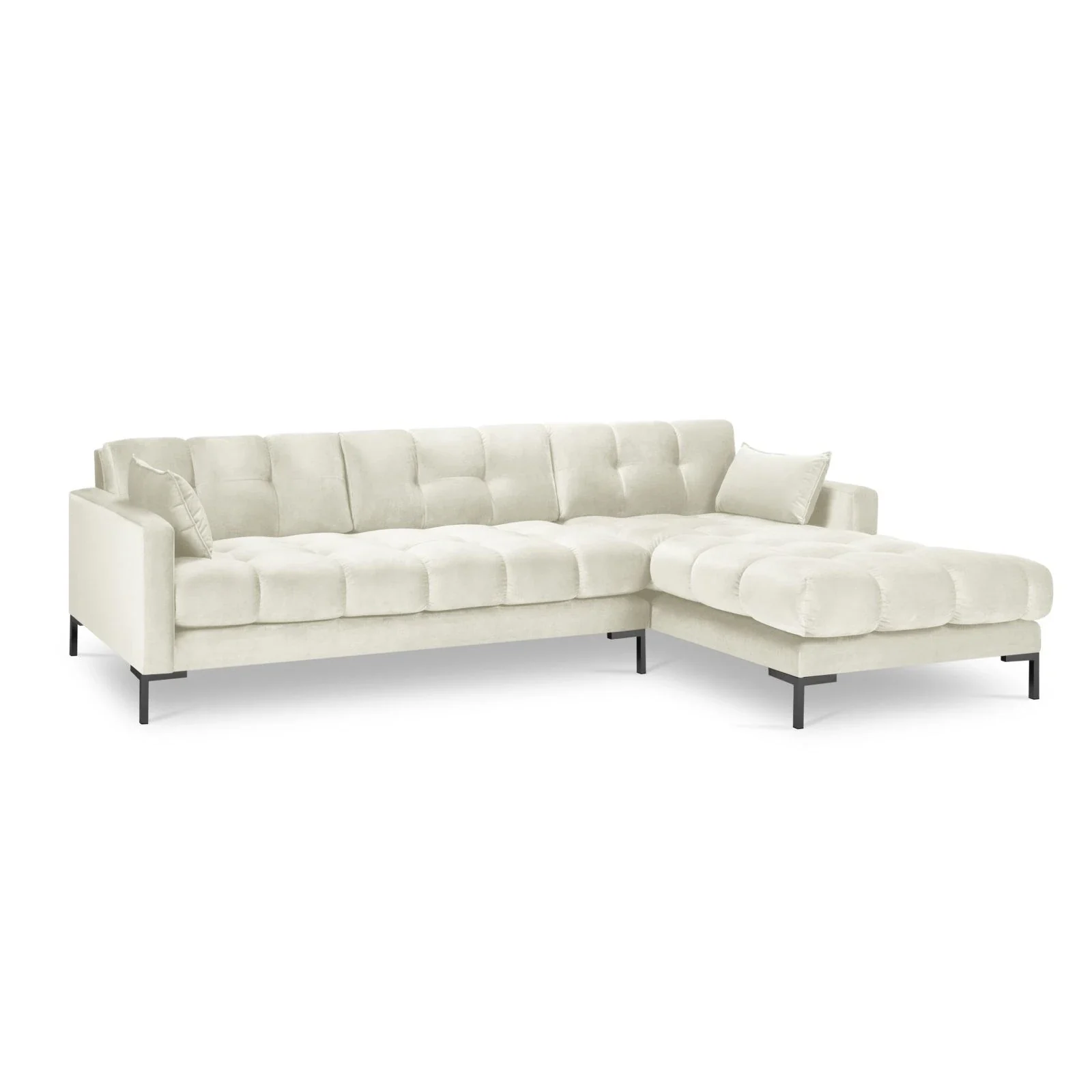 Mamaia 4-Sitzer Ecksofa, Rechte Seite, Metallbeine Schwarz, mit Bezug aus Samt oder Strukturstoff, 293x185 cm - Image 51