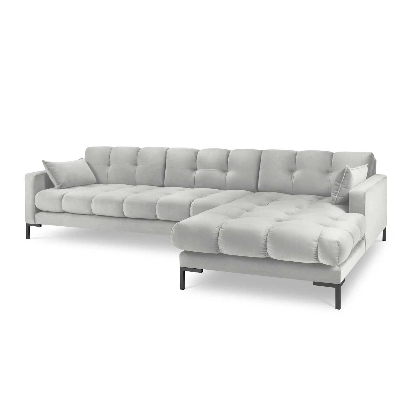 Mamaia 4-Sitzer Ecksofa, Rechte Seite, Metallbeine Schwarz, mit Bezug aus Samt oder Strukturstoff, 293x185 cm - Image 57