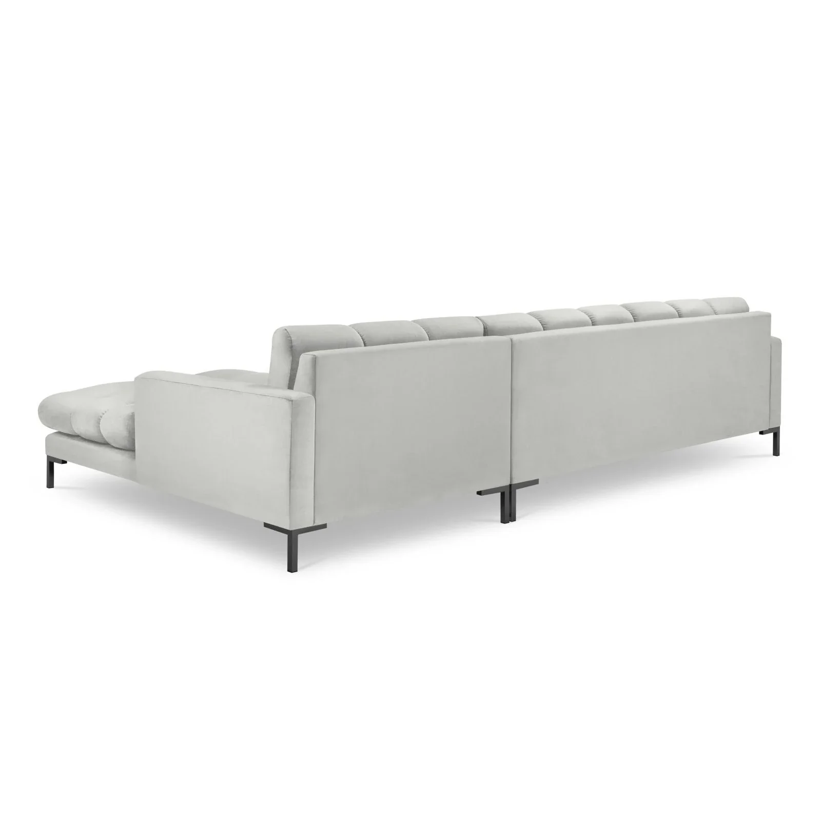 Mamaia 4-Sitzer Ecksofa, Rechte Seite, Metallbeine Schwarz, mit Bezug aus Samt oder Strukturstoff, 293x185 cm - Image 60
