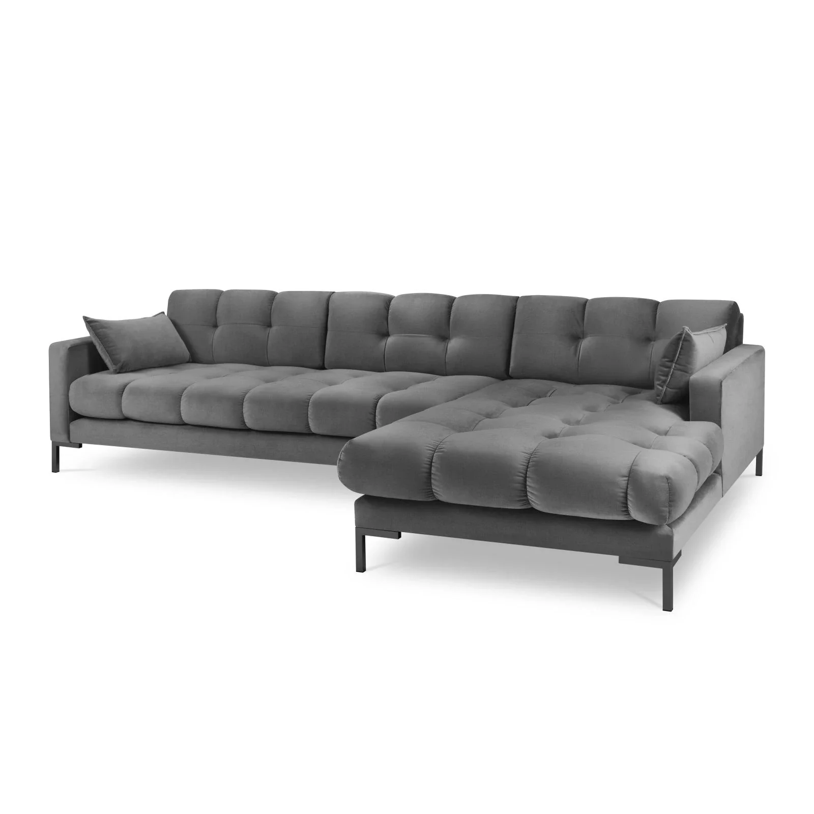 Mamaia 4-Sitzer Ecksofa, Rechte Seite, Metallbeine Schwarz, mit Bezug aus Samt oder Strukturstoff, 293x185 cm - Image 65