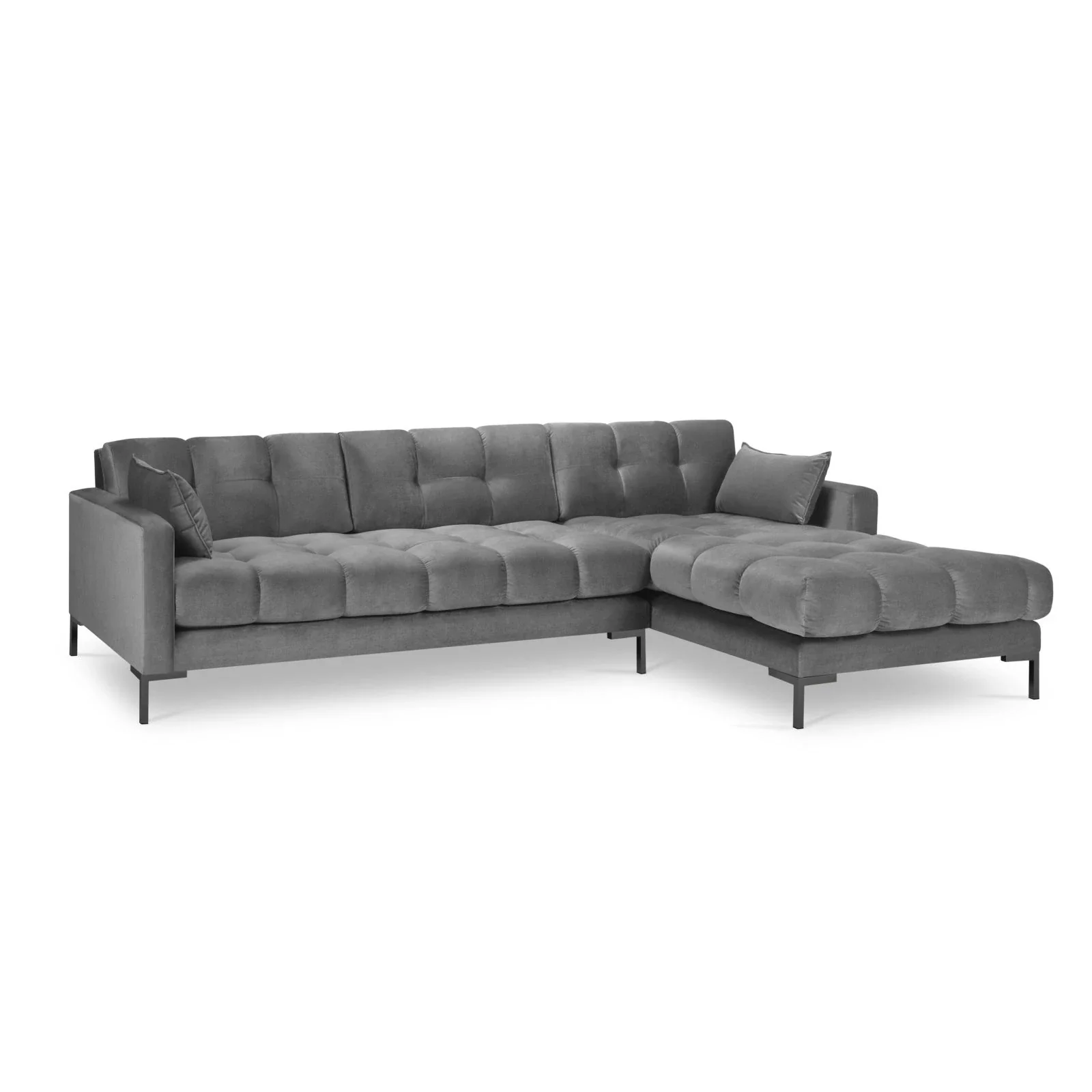 Mamaia 4-Sitzer Ecksofa, Rechte Seite, Metallbeine Schwarz, mit Bezug aus Samt oder Strukturstoff, 293x185 cm - Image 67