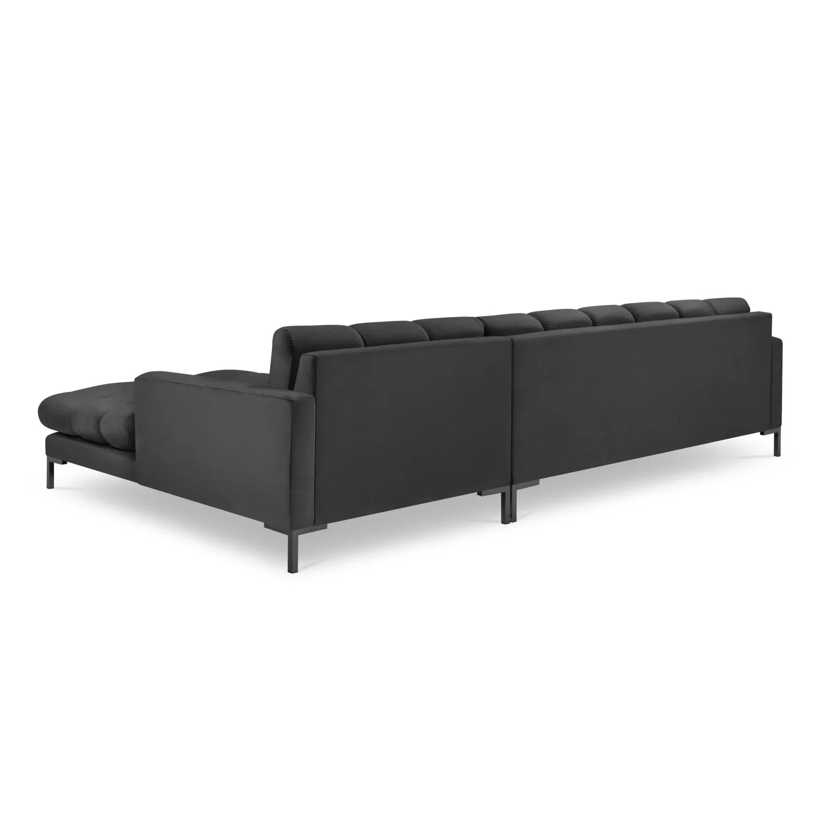 Mamaia 4-Sitzer Ecksofa, Rechte Seite, Metallbeine Schwarz, mit Bezug aus Samt oder Strukturstoff, 293x185 cm - Image 76