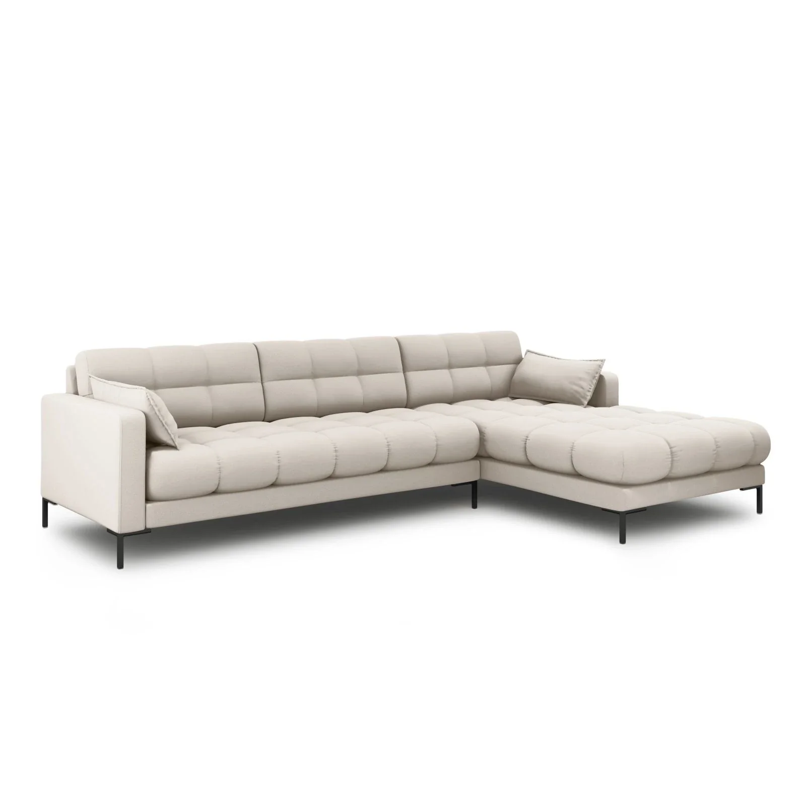 Mamaia 4-Sitzer Ecksofa, Rechte Seite, Metallbeine Schwarz, mit Bezug aus Samt oder Strukturstoff, 293x185 cm - Image 8