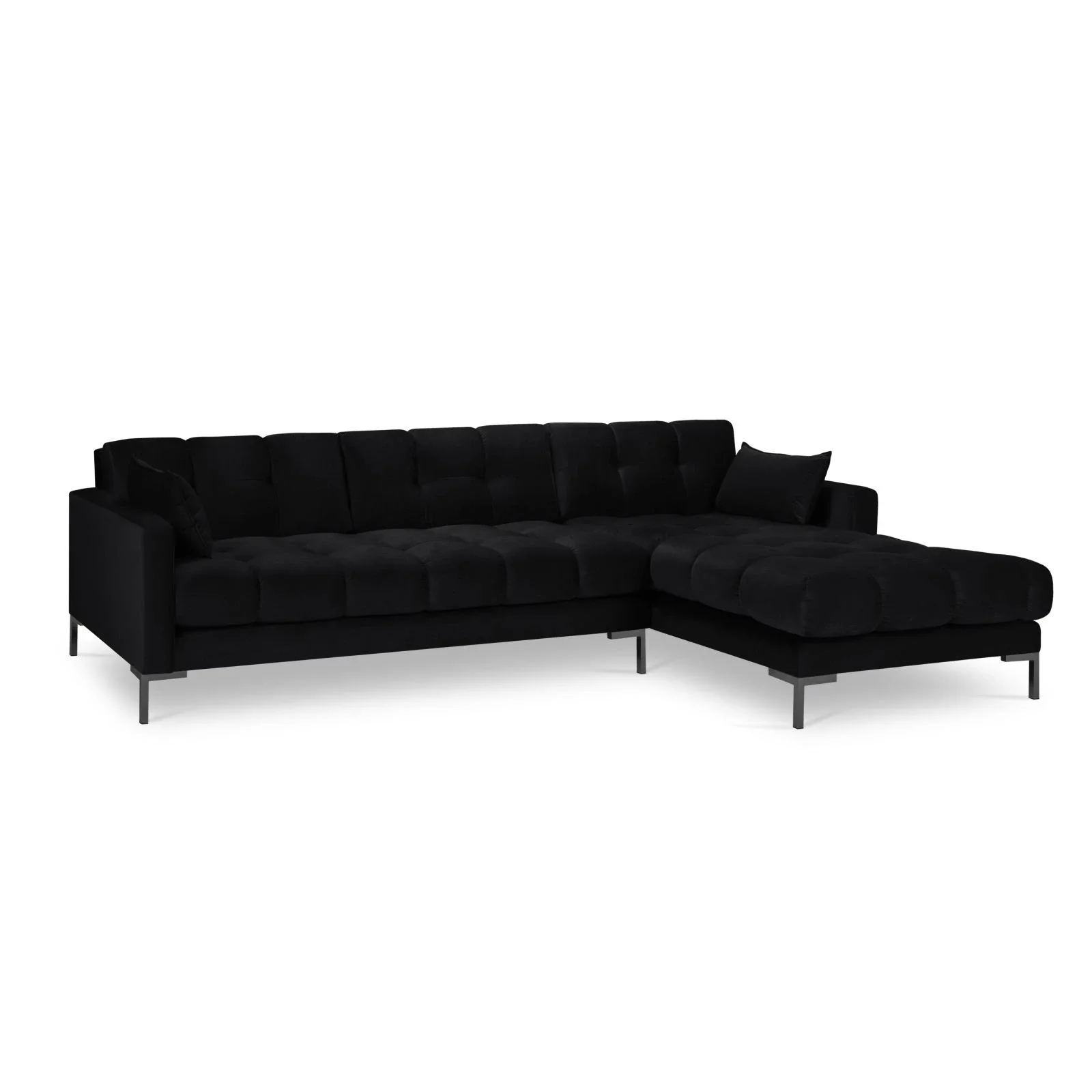 Mamaia 4-Sitzer Ecksofa, Rechte Seite, Metallbeine Schwarz, mit Bezug aus Samt oder Strukturstoff, 293x185 cm - Image 83