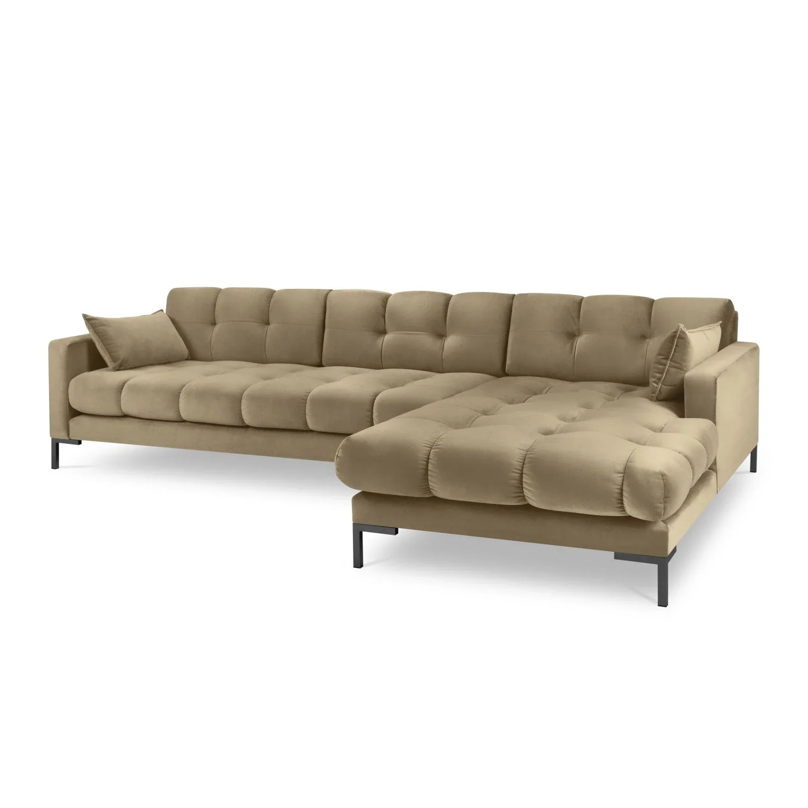 Mamaia 4-Sitzer Ecksofa, Rechte Seite, Metallbeine Schwarz, mit Bezug aus Samt oder Strukturstoff, 293x185 cm - Image 89