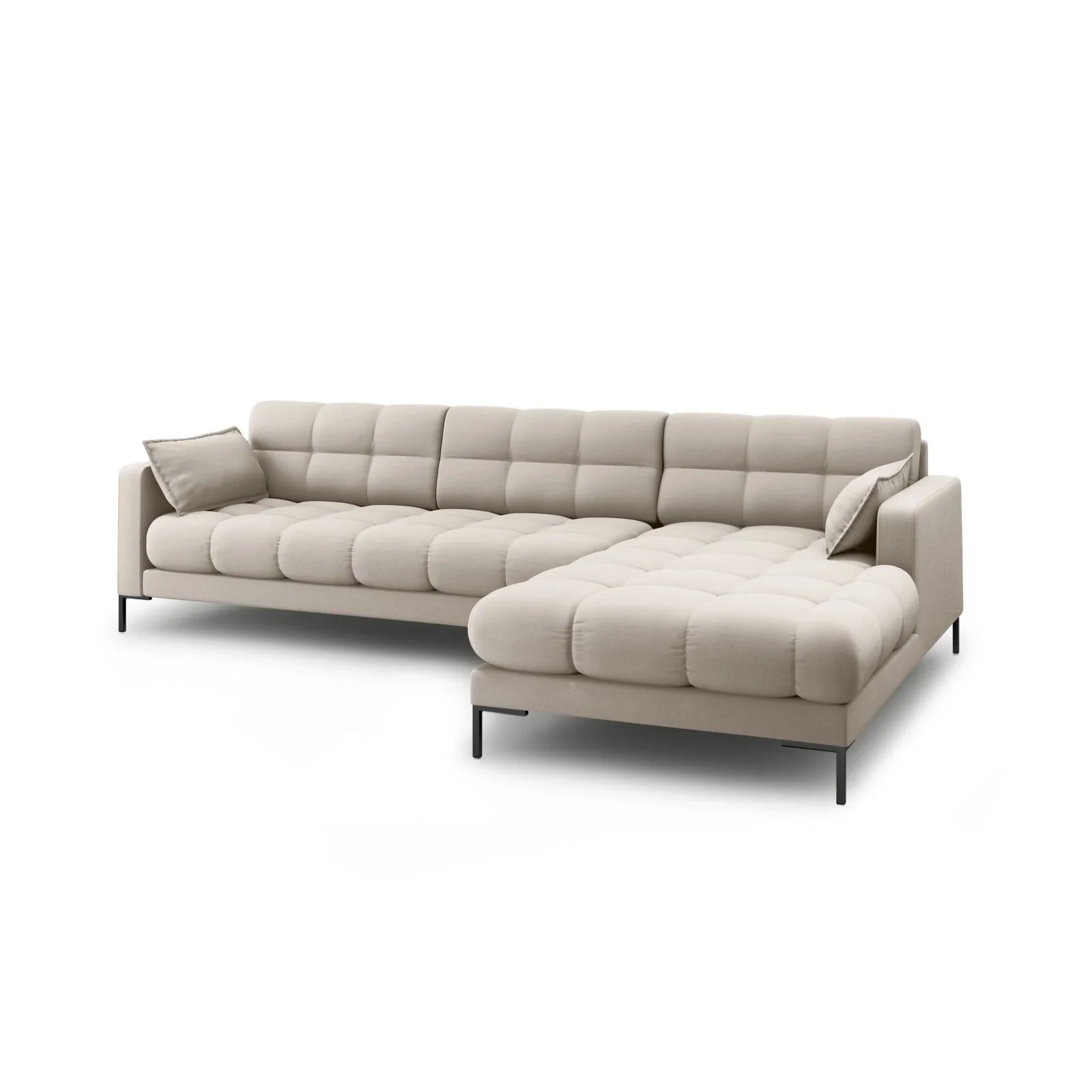 Mamaia 4-Sitzer Ecksofa, Rechte Seite, Metallbeine Schwarz, mit Bezug aus Samt oder Strukturstoff, 293x185 cm - Image 9