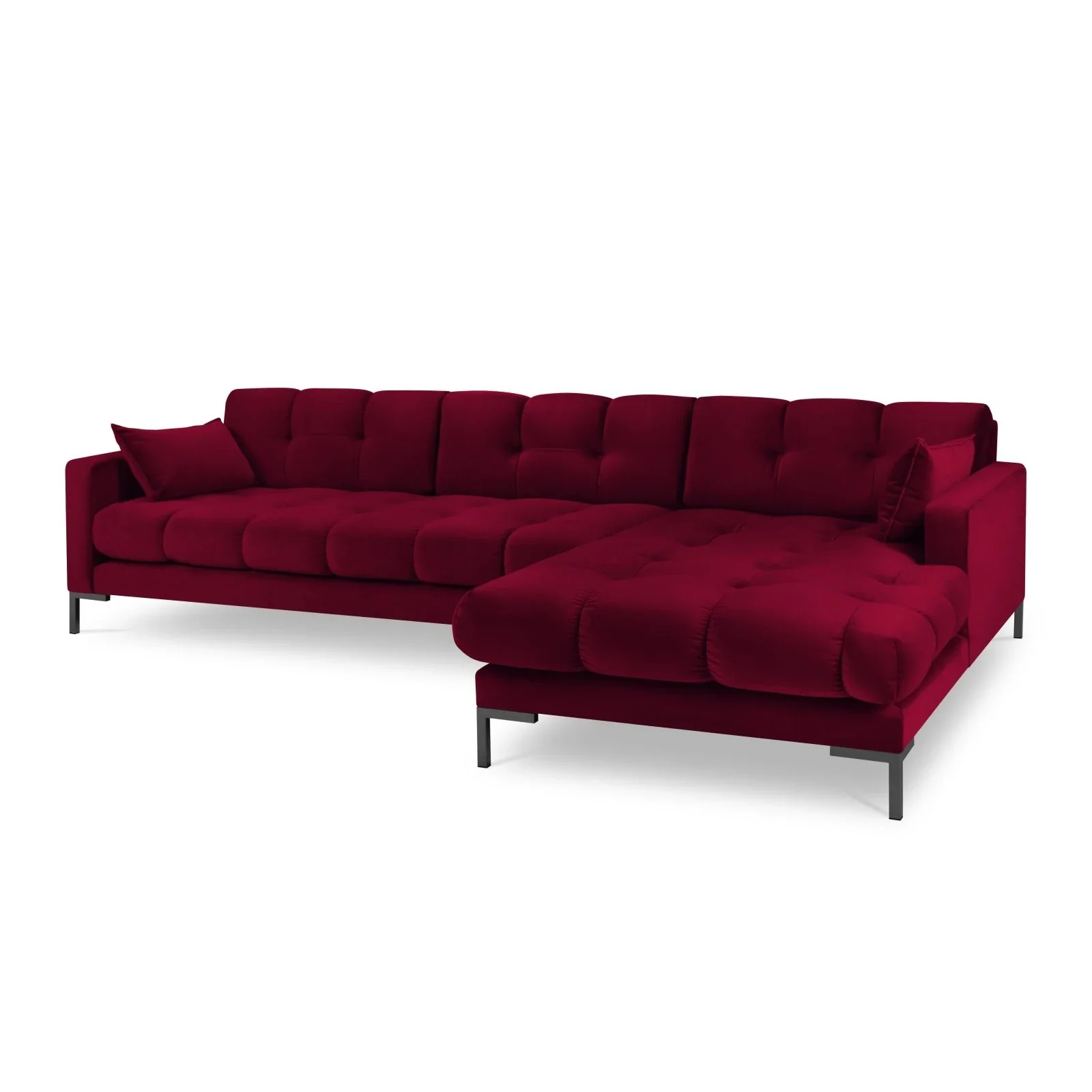 Mamaia 4-Sitzer Ecksofa, Rechte Seite, Metallbeine Schwarz, mit Bezug aus Samt oder Strukturstoff, 293x185 cm - Image 97