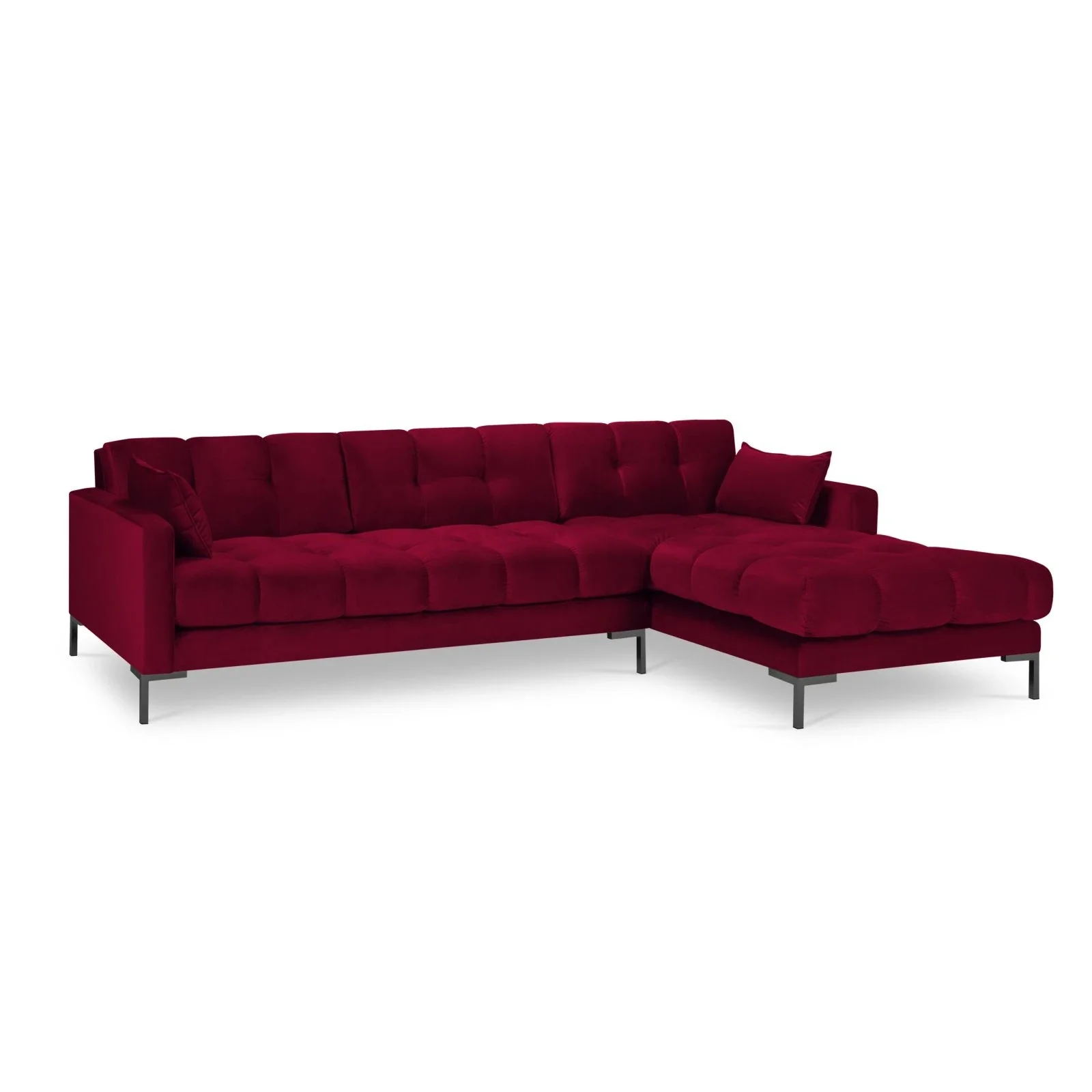 Mamaia 4-Sitzer Ecksofa, Rechte Seite, Metallbeine Schwarz, mit Bezug aus Samt oder Strukturstoff, 293x185 cm - Image 99
