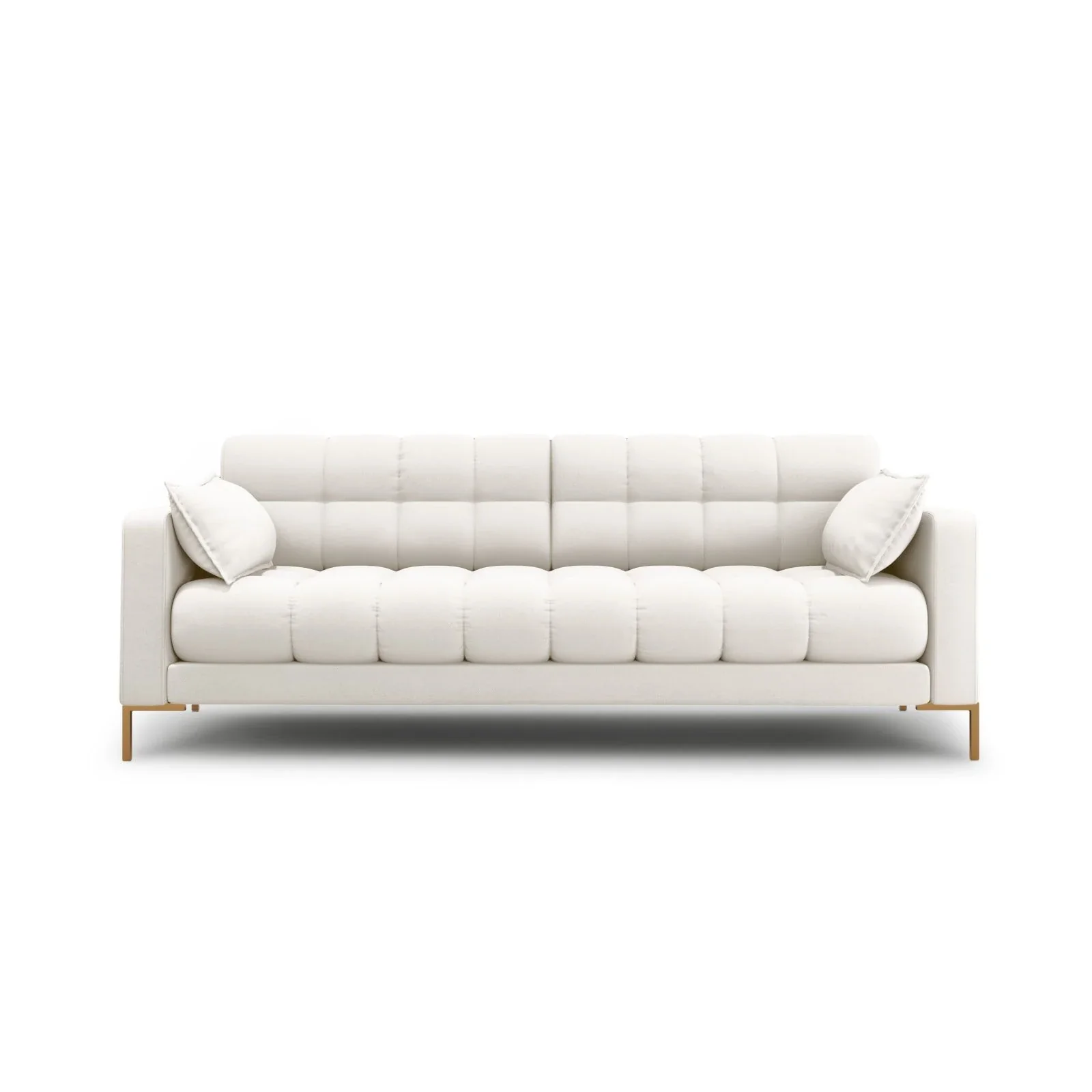 Mamaia 4-Sitzer Sofa, Beine Goldmetall, mit Bezug aus Samt oder Strukturstoff, 217x96 cm