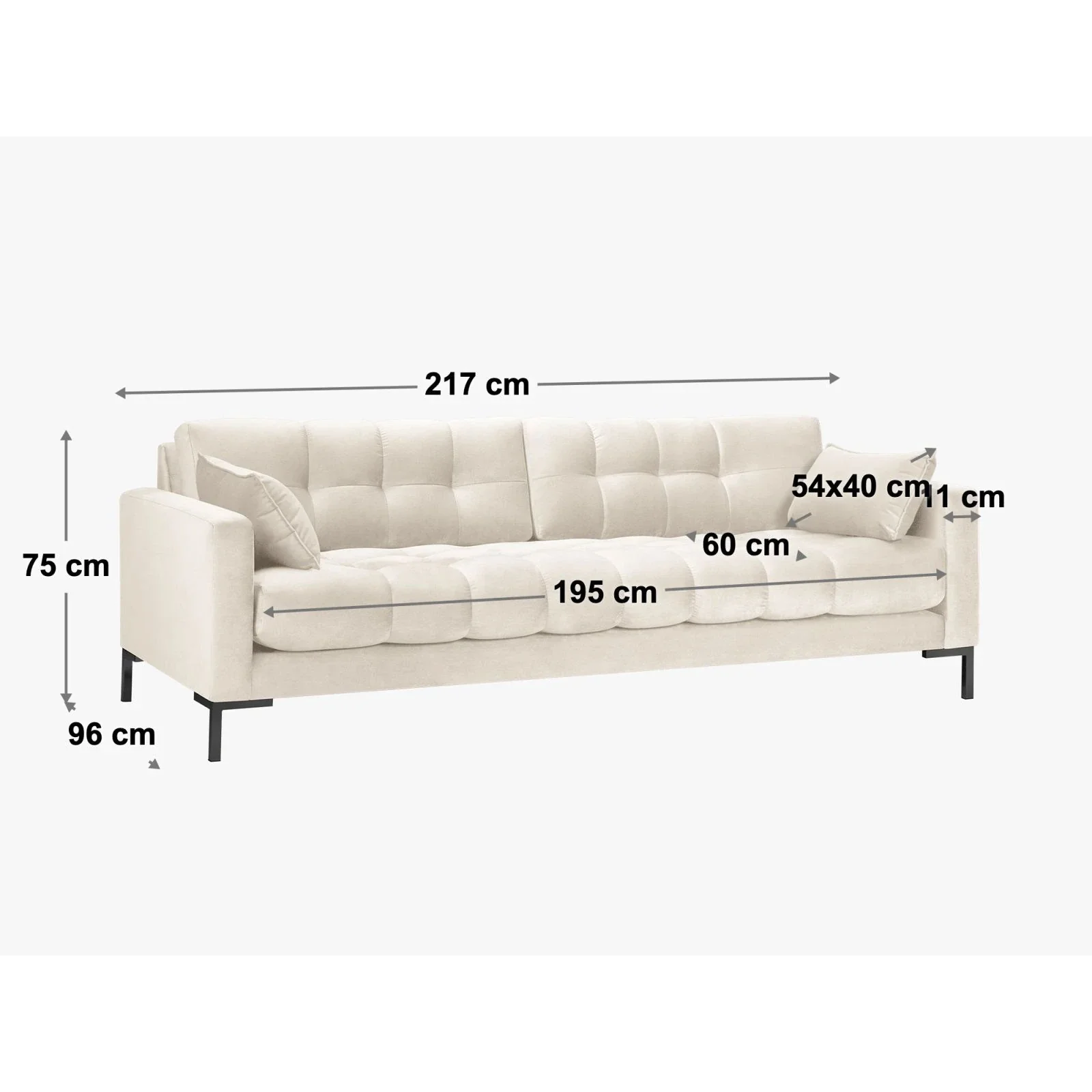 Mamaia 4-Sitzer Sofa, Beine Goldmetall, mit Bezug aus Samt oder Strukturstoff, 217x96 cm - Image 61