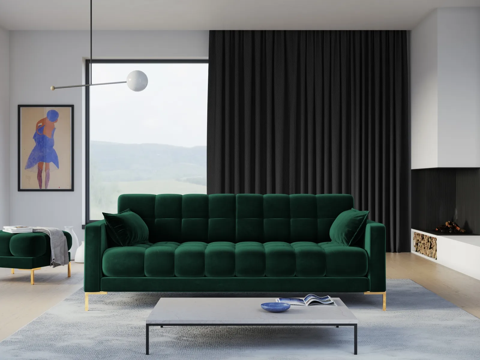 Mamaia 4-Sitzer Sofa, Beine Goldmetall, mit Bezug aus Samt oder Strukturstoff, 217x96 cm - Image 74