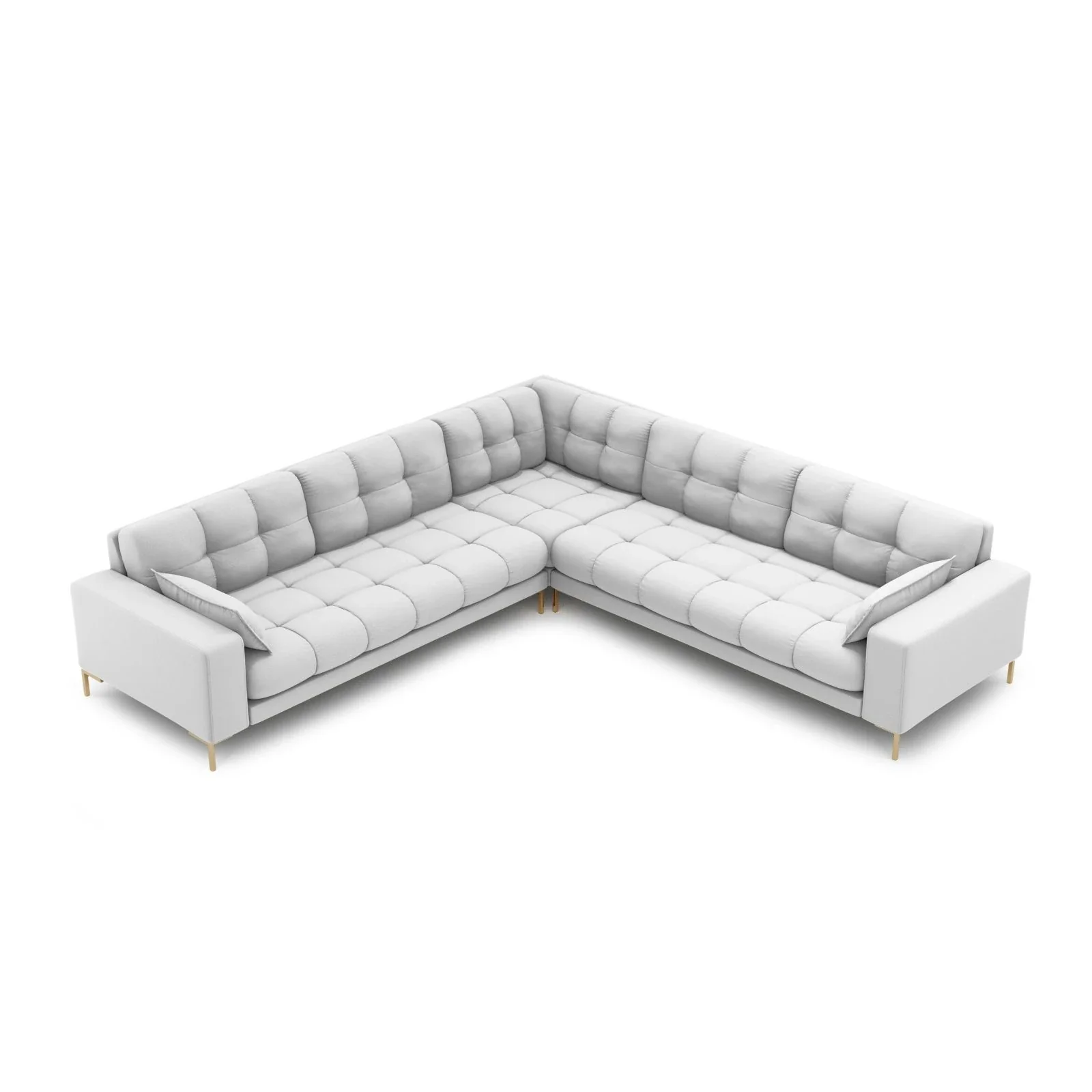Mamaia 5-Sitzer Ecksofa symmetrisch, Beine Goldmetall, mit Bezug aus Samt oder Strukturstoff, 256x256 cm - Image 12