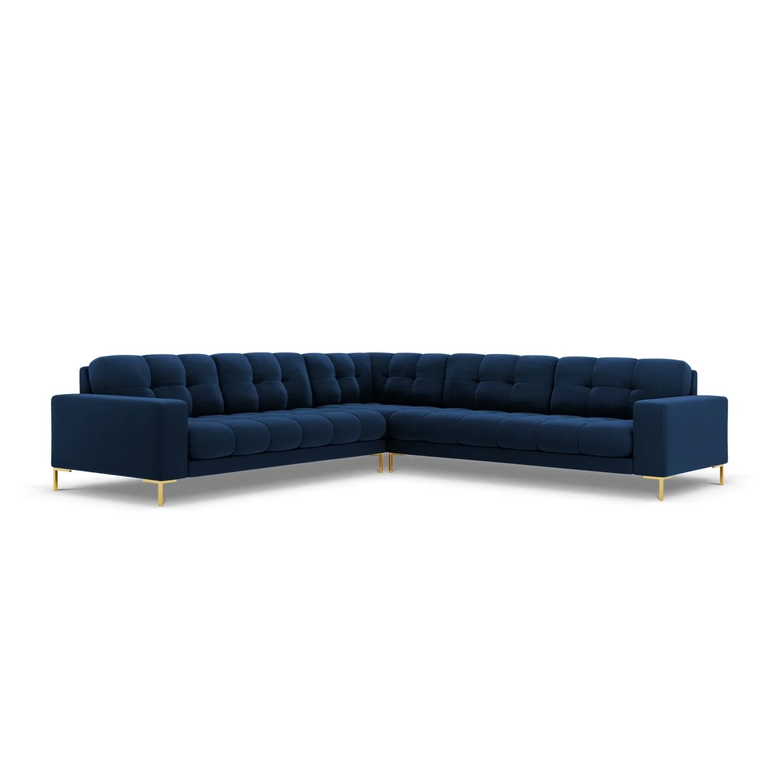 Mamaia 5-Sitzer Ecksofa symmetrisch, Beine Goldmetall, mit Bezug aus Samt oder Strukturstoff, 256x256 cm - Image 129