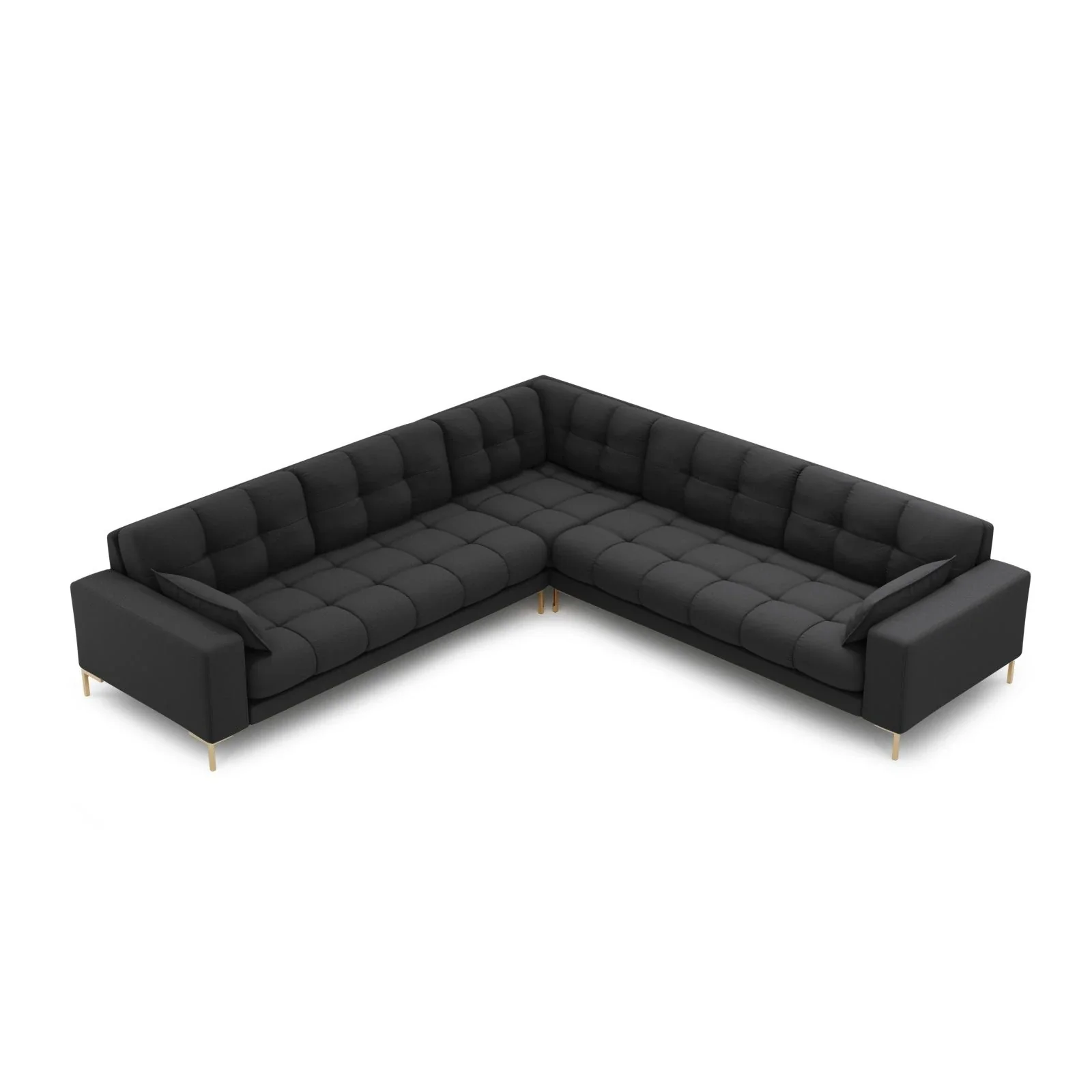 Mamaia 5-Sitzer Ecksofa symmetrisch, Beine Goldmetall, mit Bezug aus Samt oder Strukturstoff, 256x256 cm - Image 17