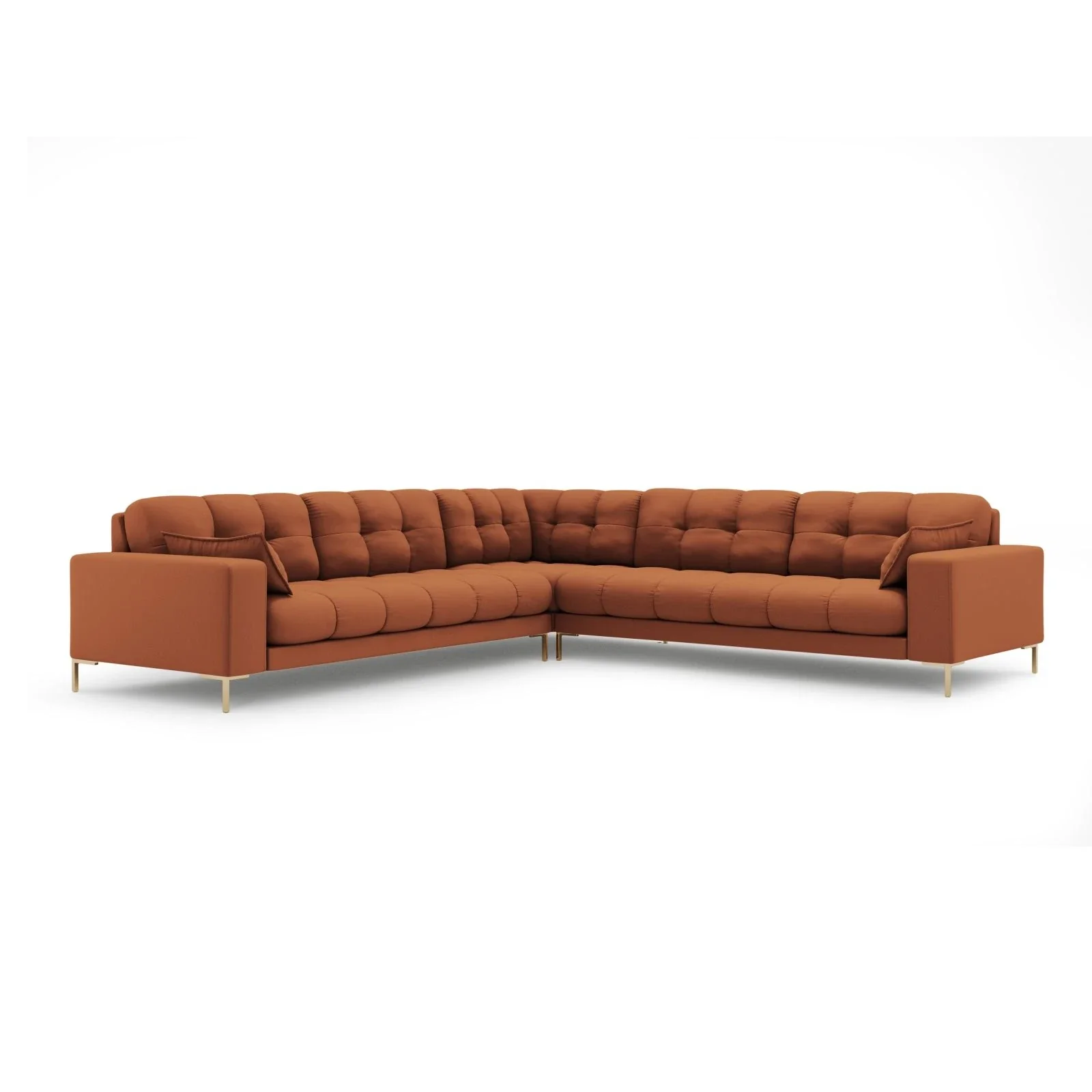 Mamaia 5-Sitzer Ecksofa symmetrisch, Beine Goldmetall, mit Bezug aus Samt oder Strukturstoff, 256x256 cm - Image 36
