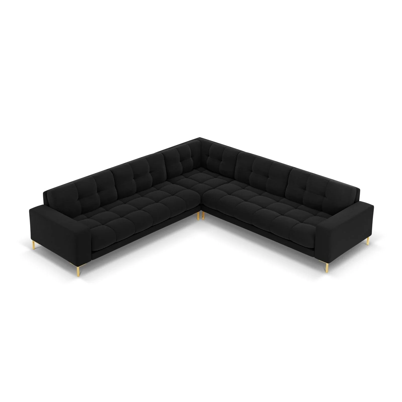 Mamaia 5-Sitzer Ecksofa symmetrisch, Beine Goldmetall, mit Bezug aus Samt oder Strukturstoff, 256x256 cm - Image 75