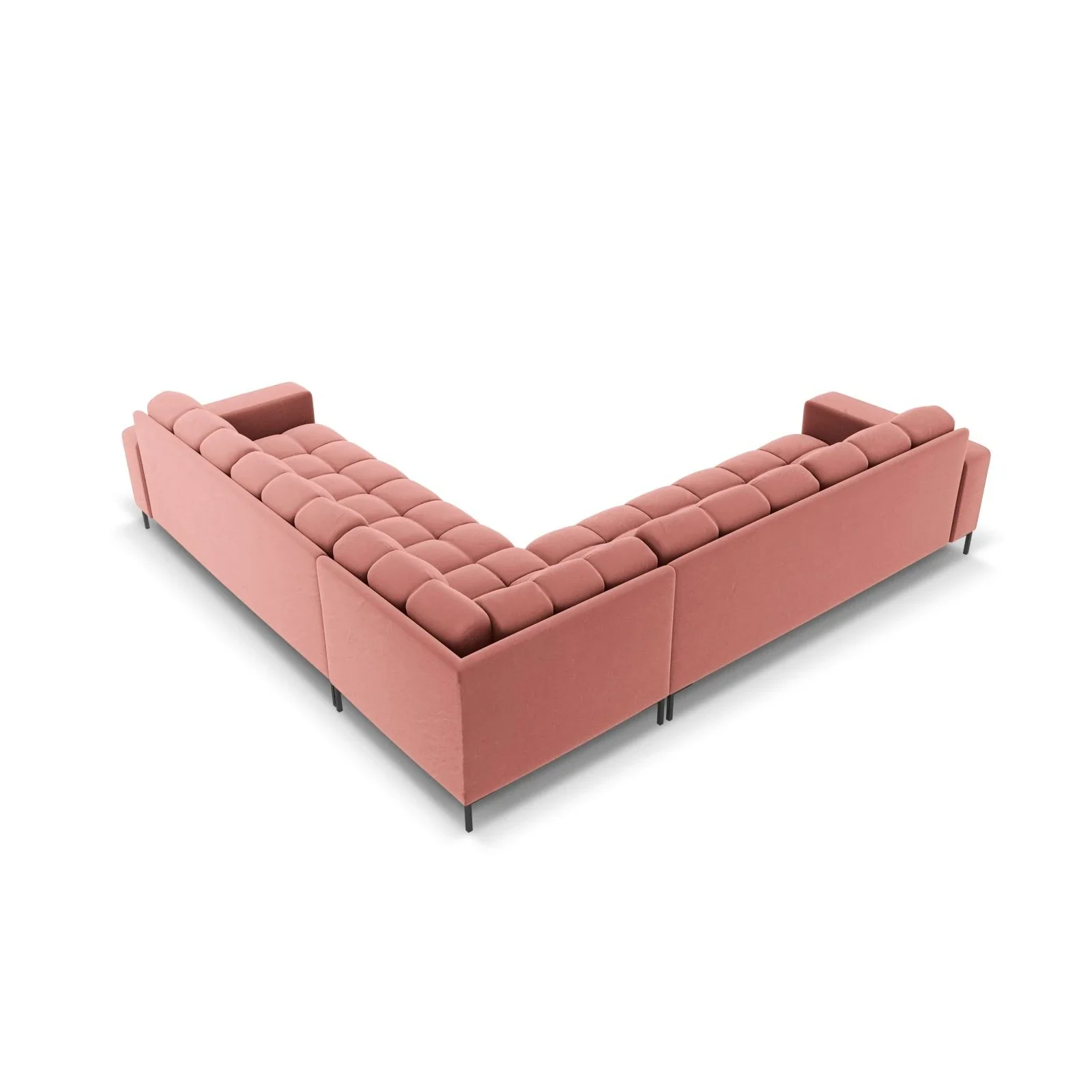 Mamaia 5-Sitzer Ecksofa symmetrisch, Metallbeine Schwarz, mit Bezug aus Samt oder Strukturstoff, 256x256 cm - Image 100