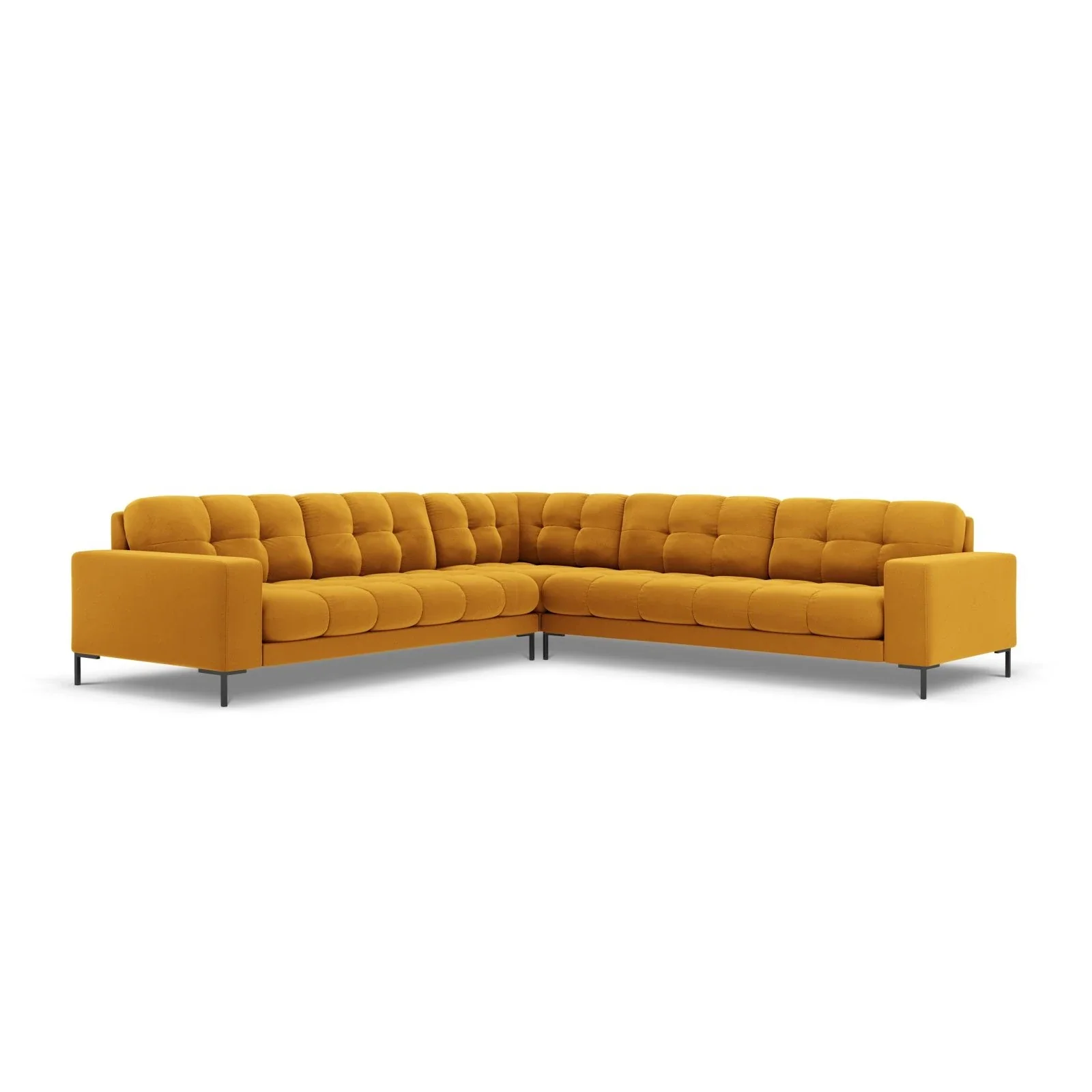 Mamaia 5-Sitzer Ecksofa symmetrisch, Metallbeine Schwarz, mit Bezug aus Samt oder Strukturstoff, 256x256 cm - Image 105