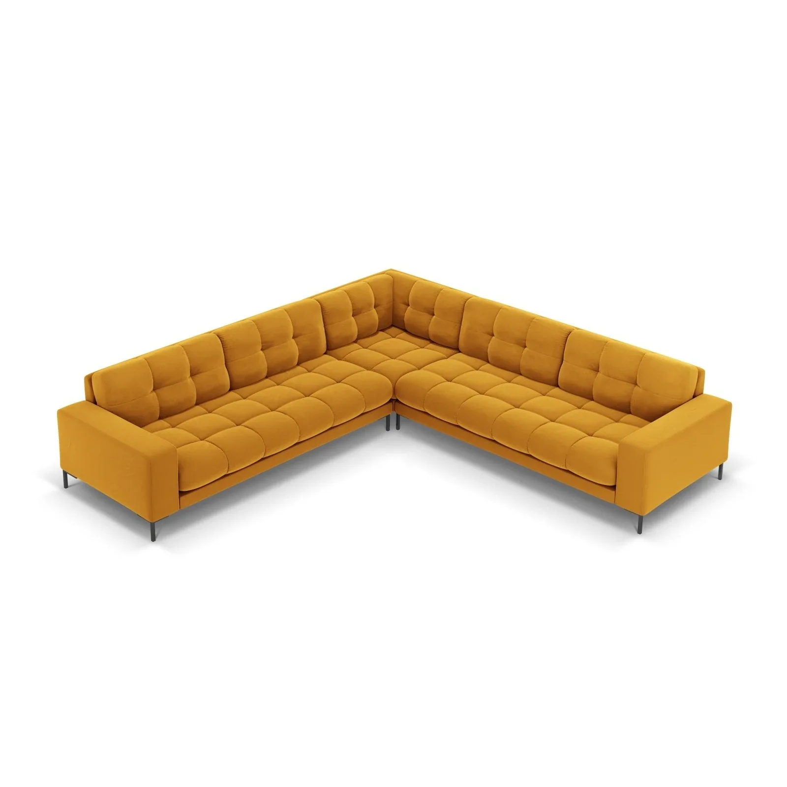 Mamaia 5-Sitzer Ecksofa symmetrisch, Metallbeine Schwarz, mit Bezug aus Samt oder Strukturstoff, 256x256 cm - Image 107