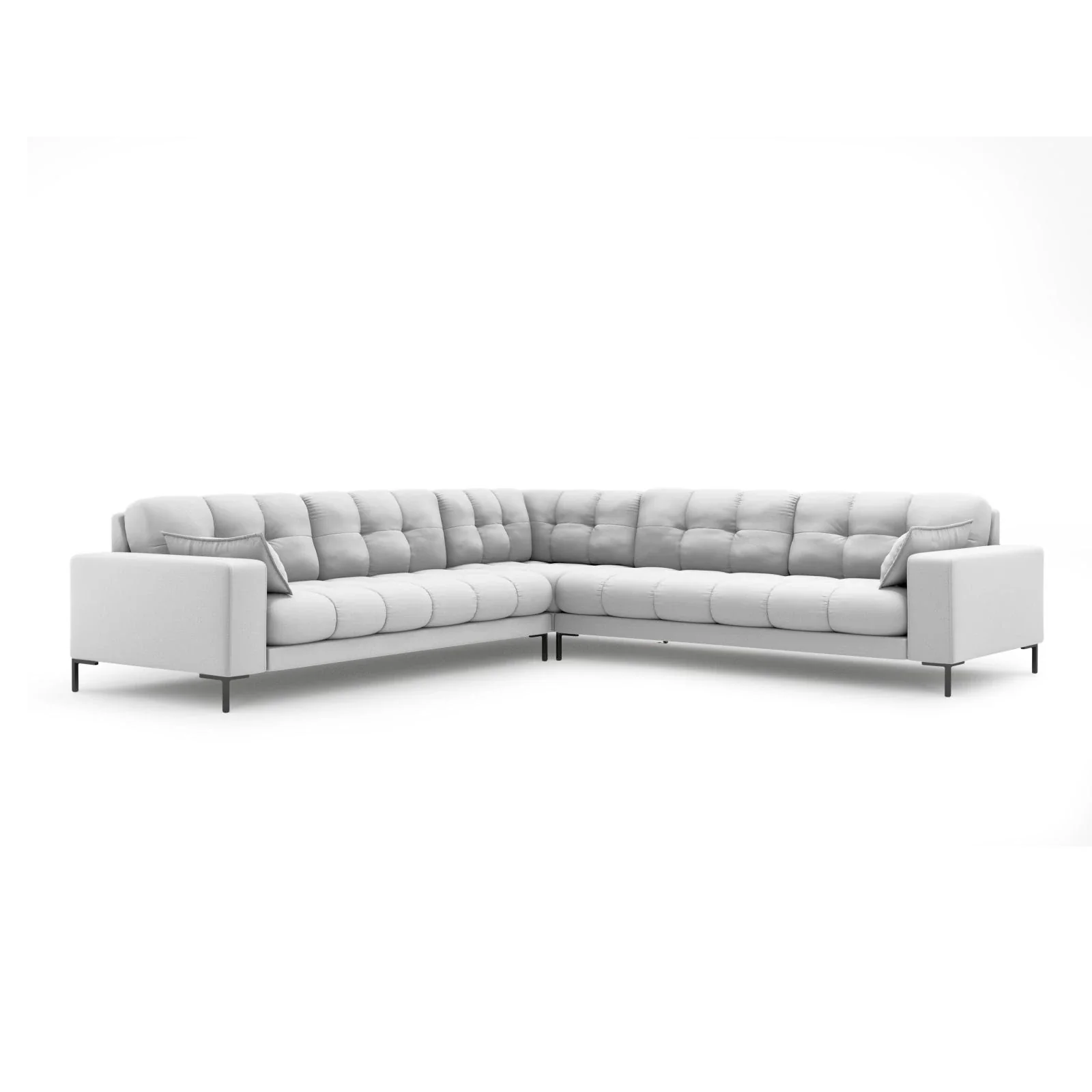 Mamaia 5-Sitzer Ecksofa symmetrisch, Metallbeine Schwarz, mit Bezug aus Samt oder Strukturstoff, 256x256 cm - Image 11