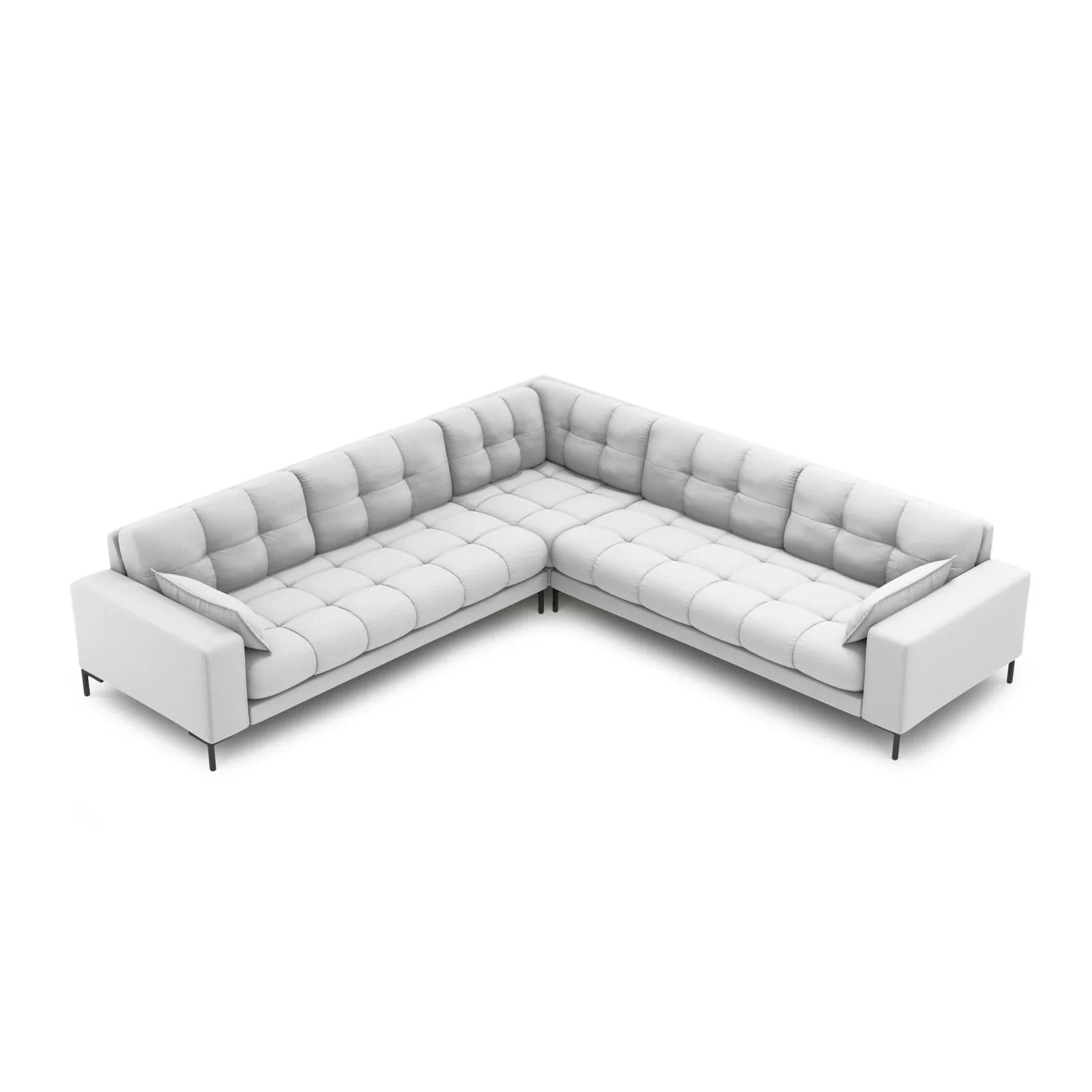 Mamaia 5-Sitzer Ecksofa symmetrisch, Metallbeine Schwarz, mit Bezug aus Samt oder Strukturstoff, 256x256 cm - Image 12