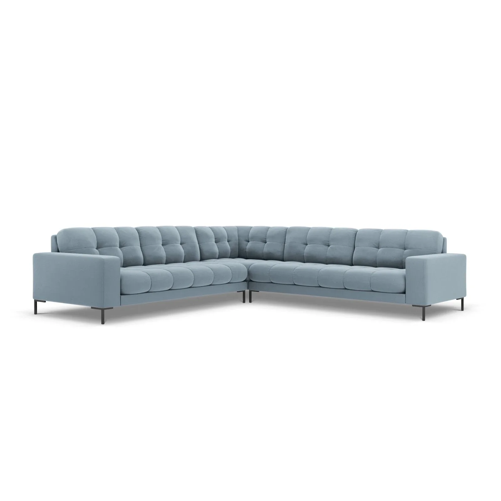 Mamaia 5-Sitzer Ecksofa symmetrisch, Metallbeine Schwarz, mit Bezug aus Samt oder Strukturstoff, 256x256 cm - Image 121