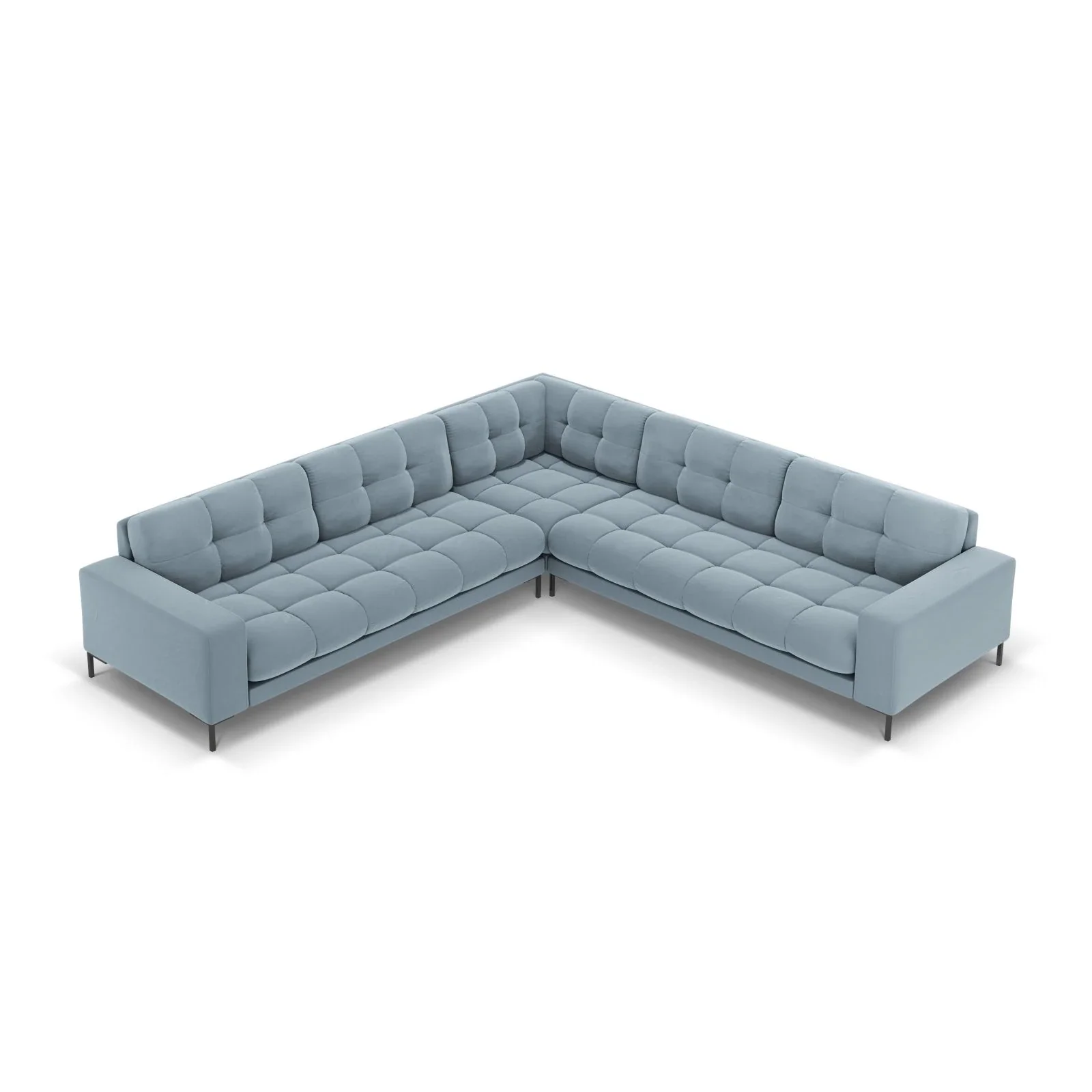 Mamaia 5-Sitzer Ecksofa symmetrisch, Metallbeine Schwarz, mit Bezug aus Samt oder Strukturstoff, 256x256 cm - Image 123