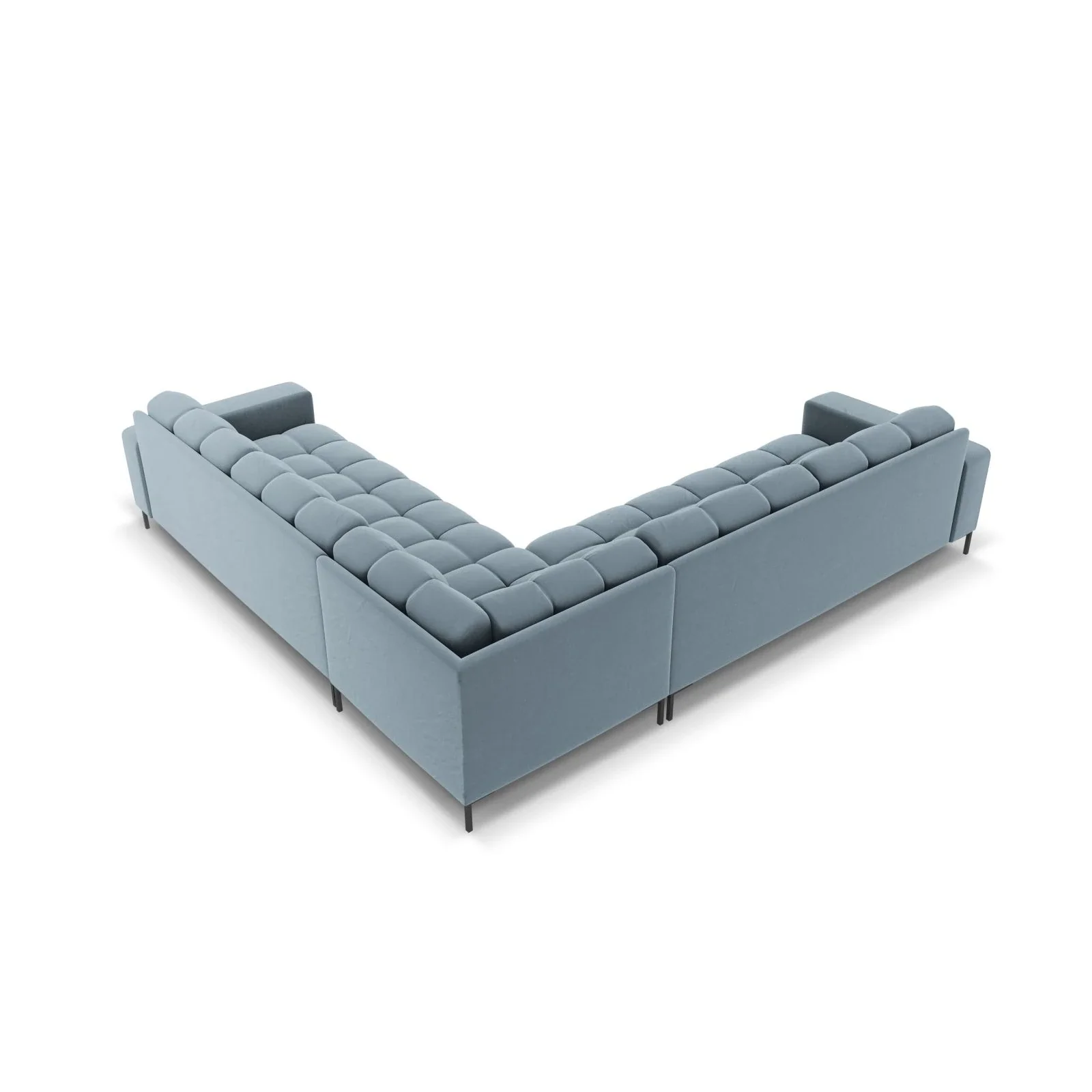 Mamaia 5-Sitzer Ecksofa symmetrisch, Metallbeine Schwarz, mit Bezug aus Samt oder Strukturstoff, 256x256 cm - Image 124