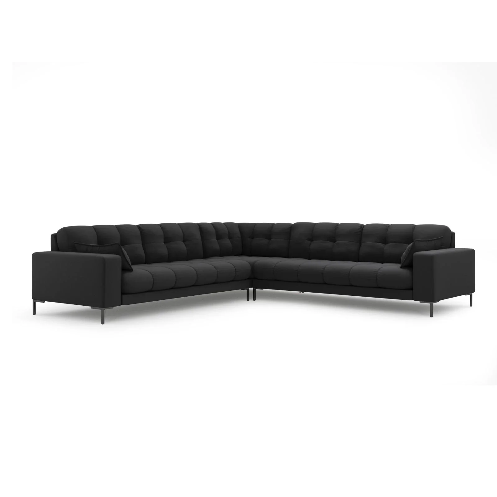 Mamaia 5-Sitzer Ecksofa symmetrisch, Metallbeine Schwarz, mit Bezug aus Samt oder Strukturstoff, 256x256 cm - Image 16