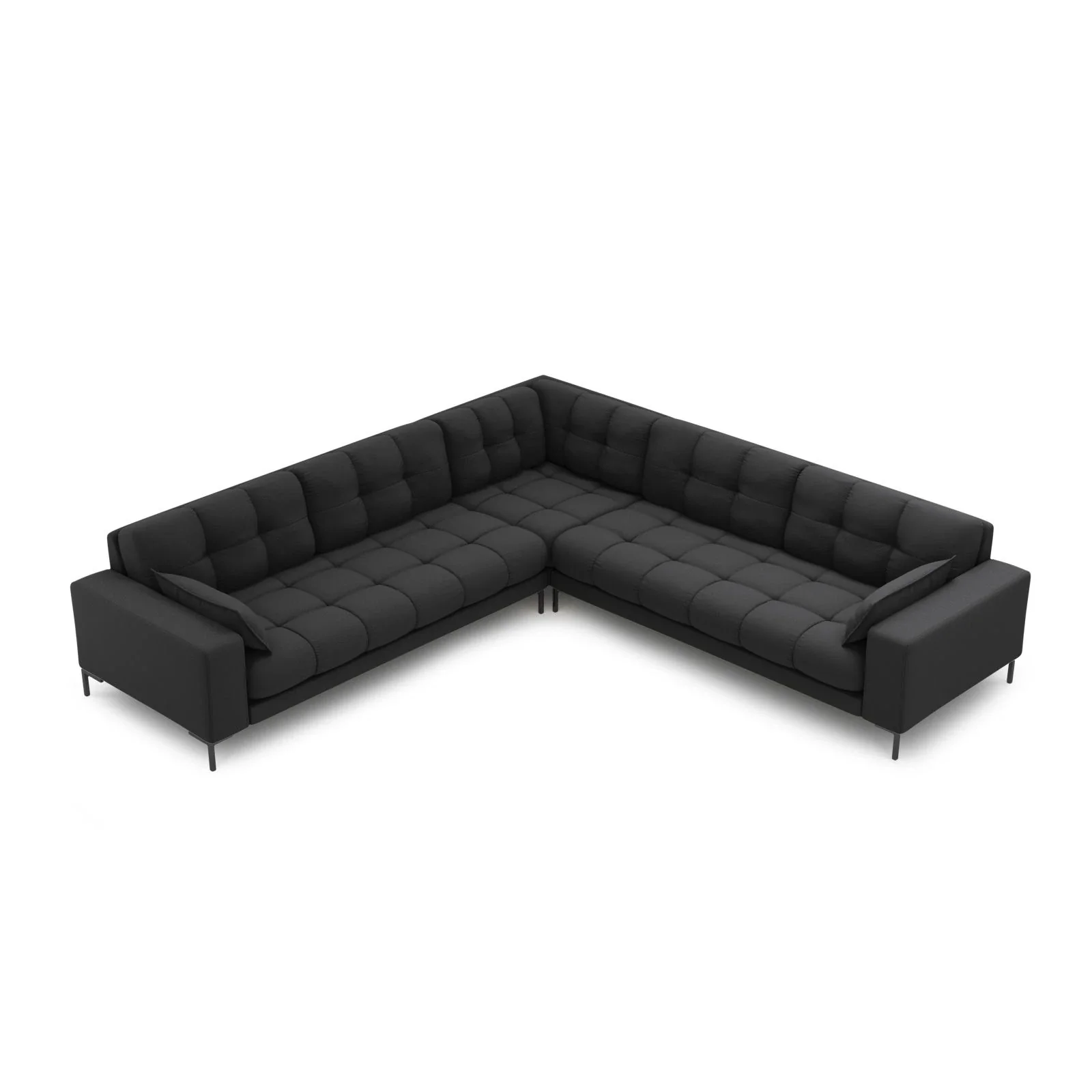 Mamaia 5-Sitzer Ecksofa symmetrisch, Metallbeine Schwarz, mit Bezug aus Samt oder Strukturstoff, 256x256 cm - Image 17