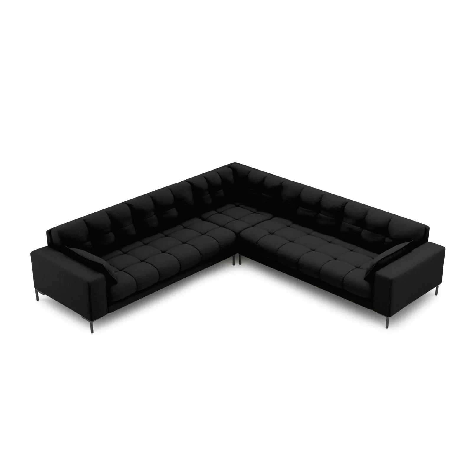 Mamaia 5-Sitzer Ecksofa symmetrisch, Metallbeine Schwarz, mit Bezug aus Samt oder Strukturstoff, 256x256 cm - Image 22