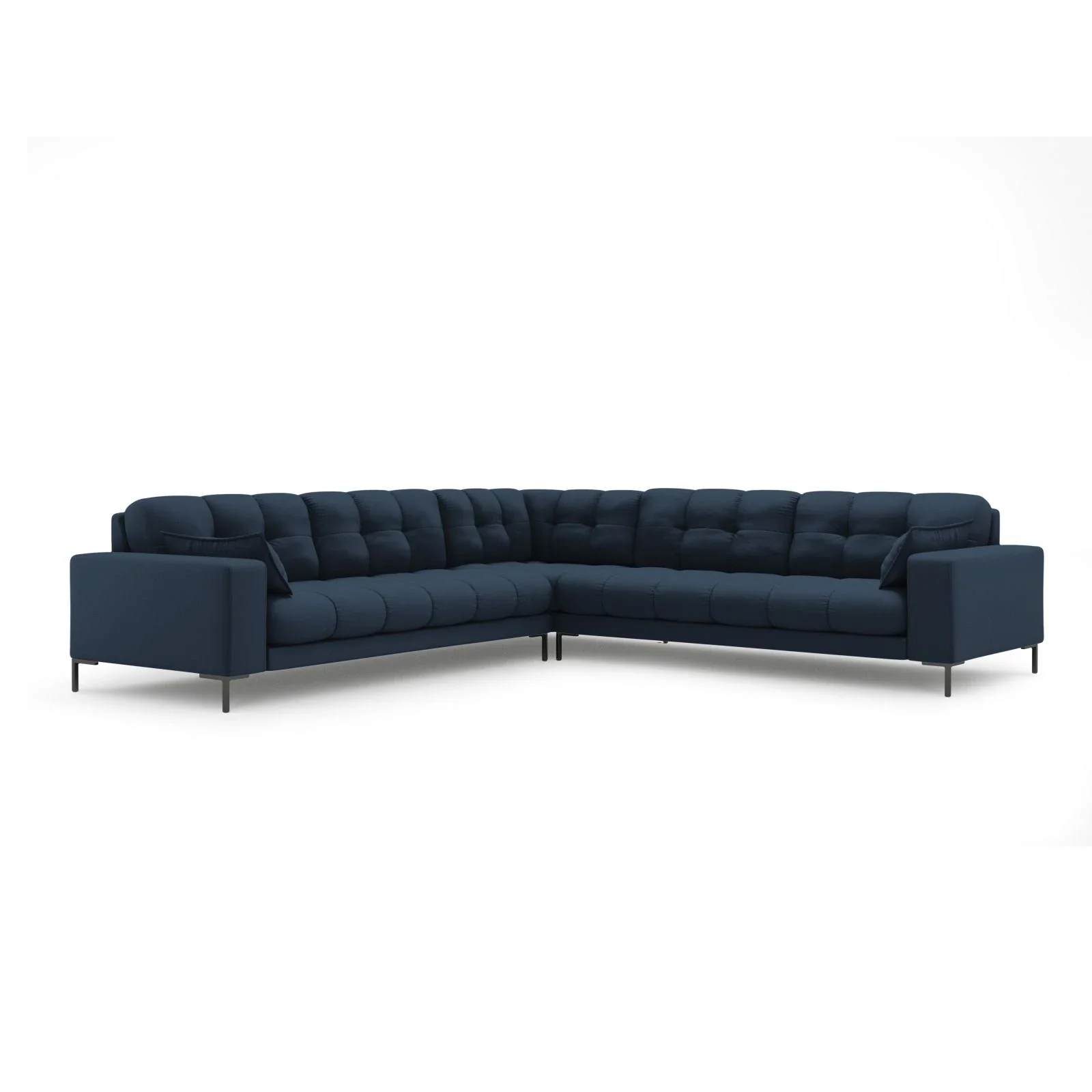Mamaia 5-Sitzer Ecksofa symmetrisch, Metallbeine Schwarz, mit Bezug aus Samt oder Strukturstoff, 256x256 cm - Image 26