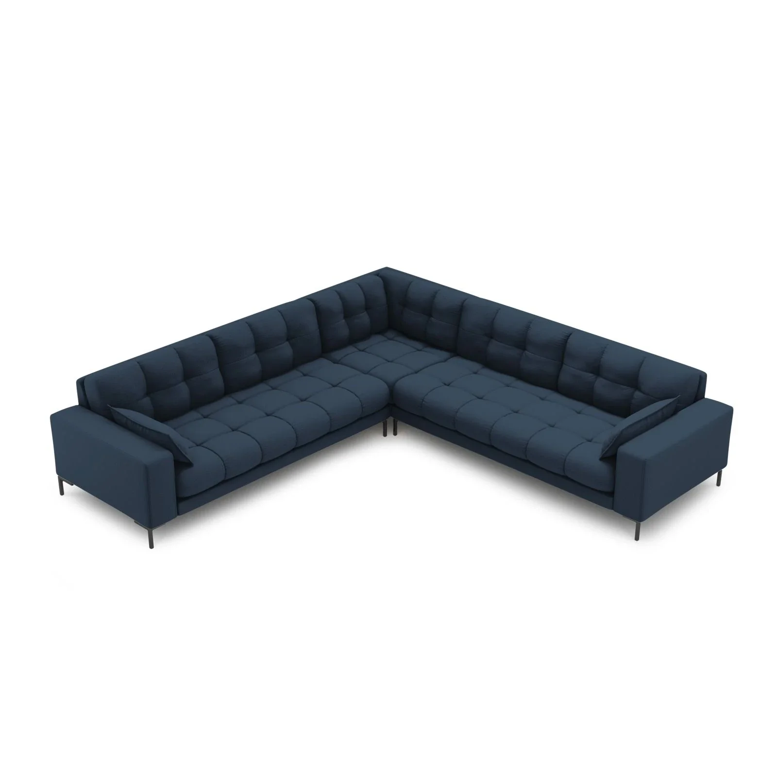 Mamaia 5-Sitzer Ecksofa symmetrisch, Metallbeine Schwarz, mit Bezug aus Samt oder Strukturstoff, 256x256 cm - Image 27