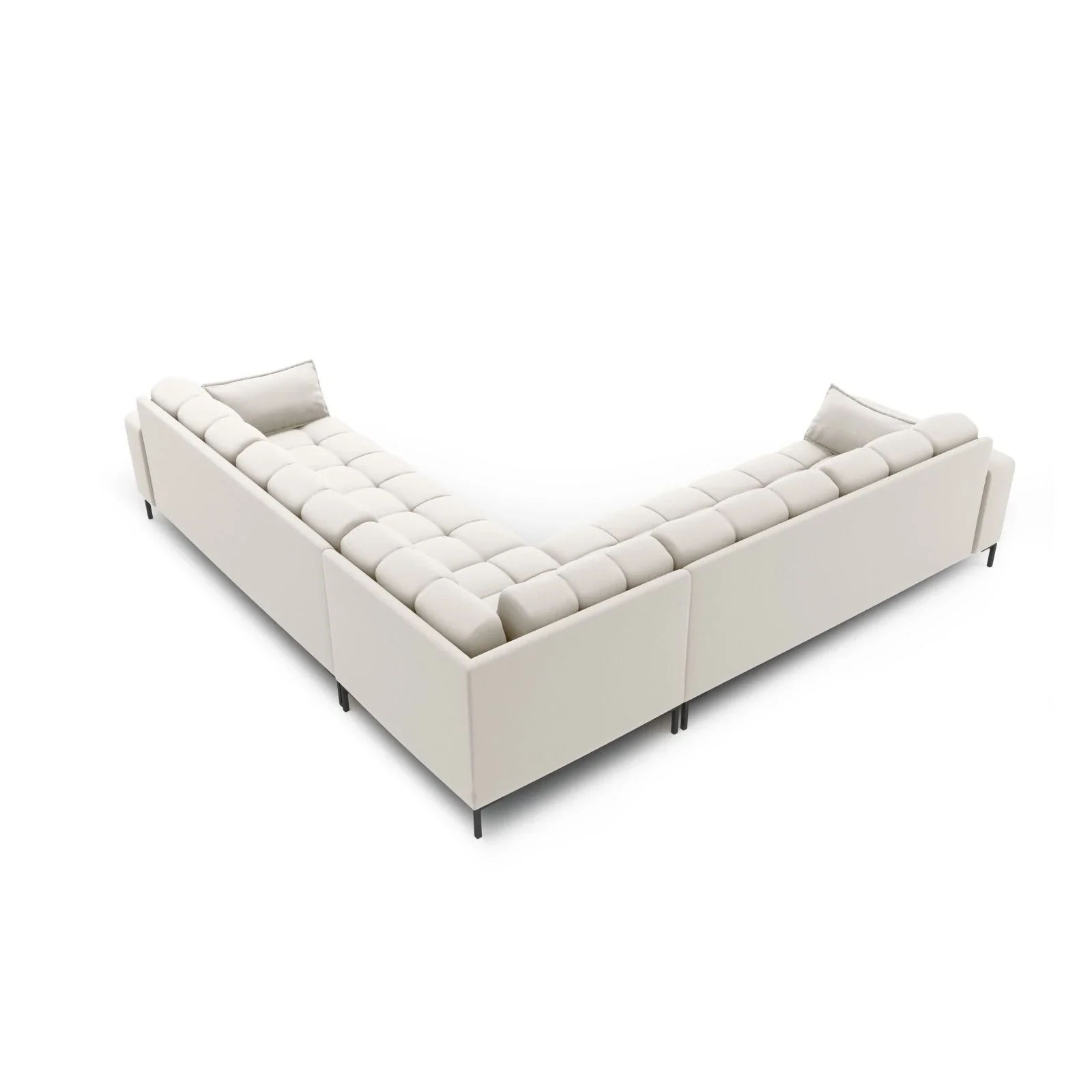 Mamaia 5-Sitzer Ecksofa symmetrisch, Metallbeine Schwarz, mit Bezug aus Samt oder Strukturstoff, 256x256 cm - Image 3