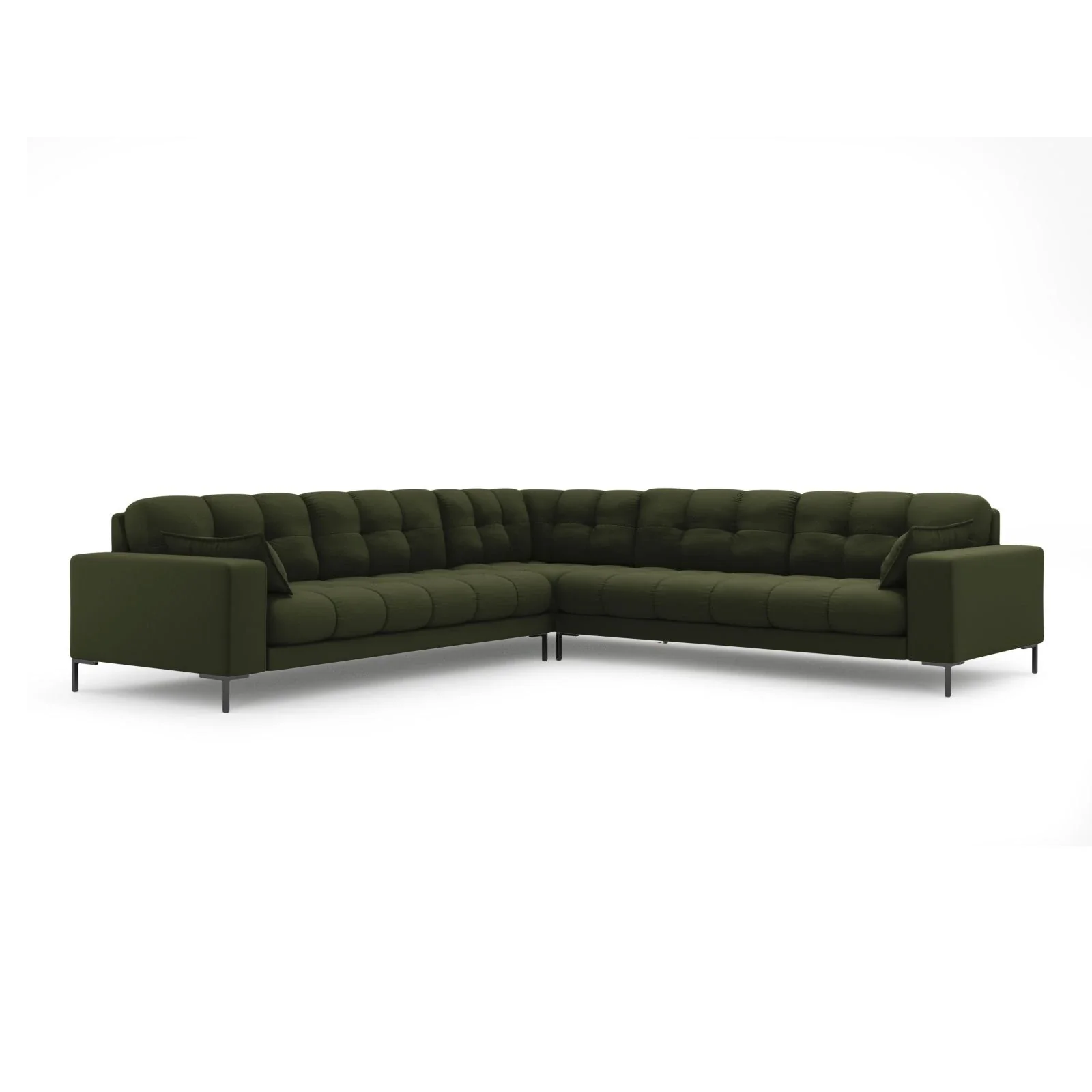 Mamaia 5-Sitzer Ecksofa symmetrisch, Metallbeine Schwarz, mit Bezug aus Samt oder Strukturstoff, 256x256 cm - Image 31