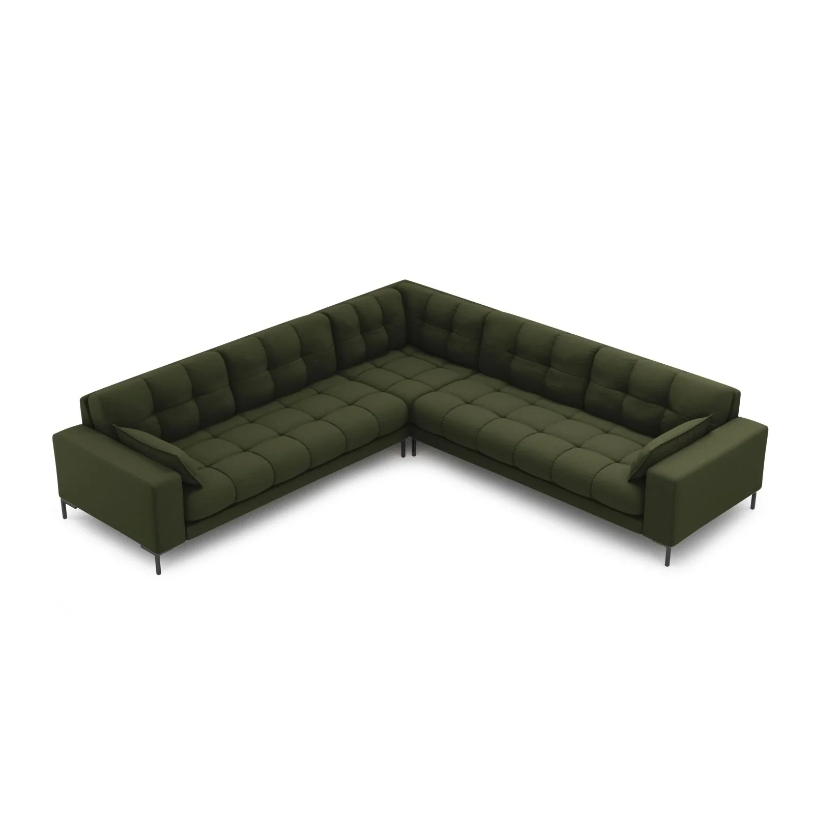 Mamaia 5-Sitzer Ecksofa symmetrisch, Metallbeine Schwarz, mit Bezug aus Samt oder Strukturstoff, 256x256 cm - Image 32