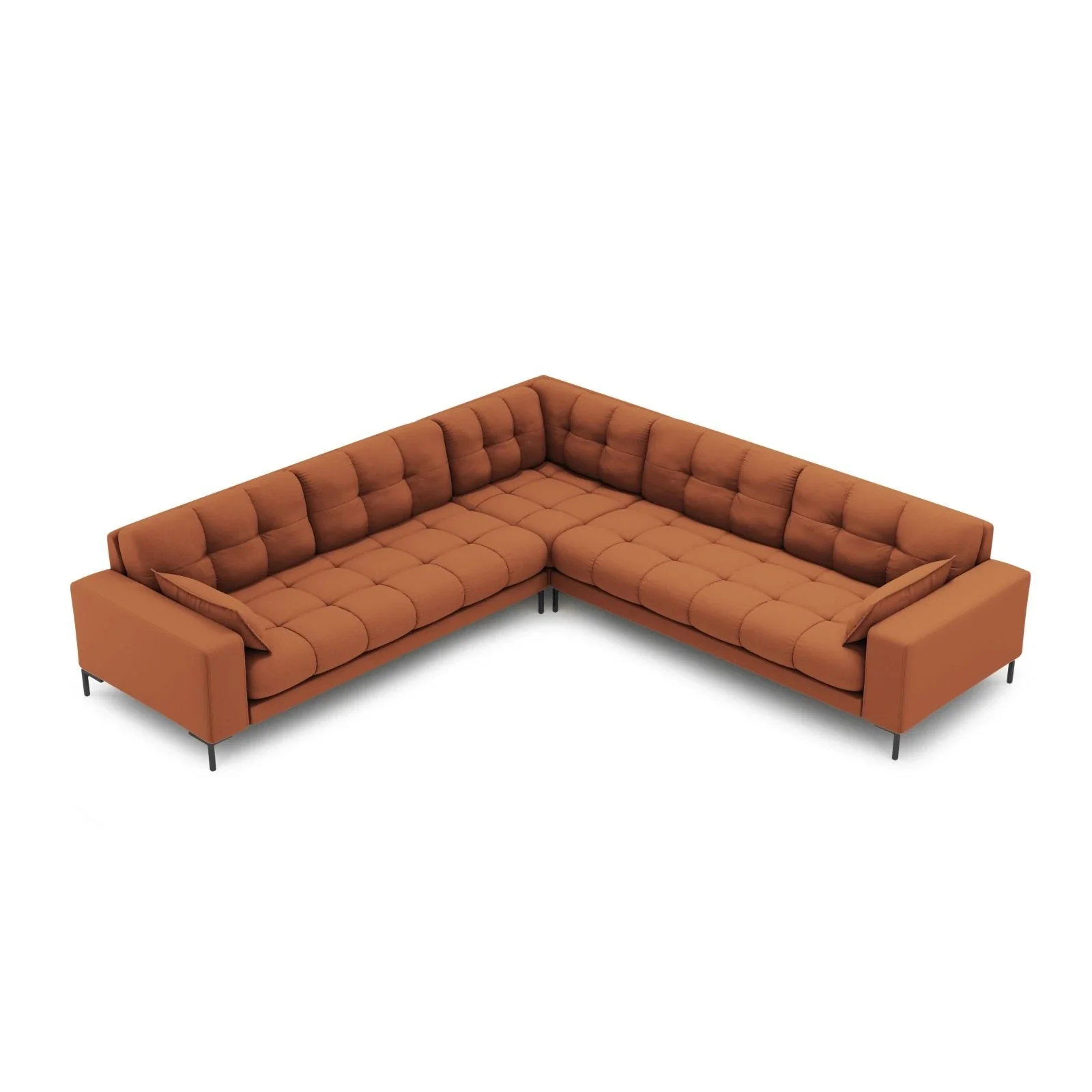 Mamaia 5-Sitzer Ecksofa symmetrisch, Metallbeine Schwarz, mit Bezug aus Samt oder Strukturstoff, 256x256 cm - Image 37