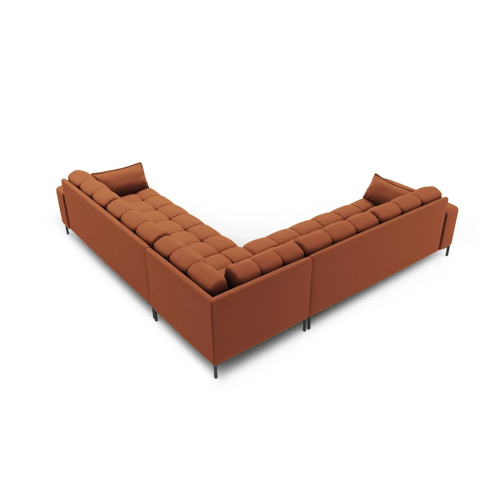 Mamaia 5-Sitzer Ecksofa symmetrisch, Metallbeine Schwarz, mit Bezug aus Samt oder Strukturstoff, 256x256 cm - Image 38