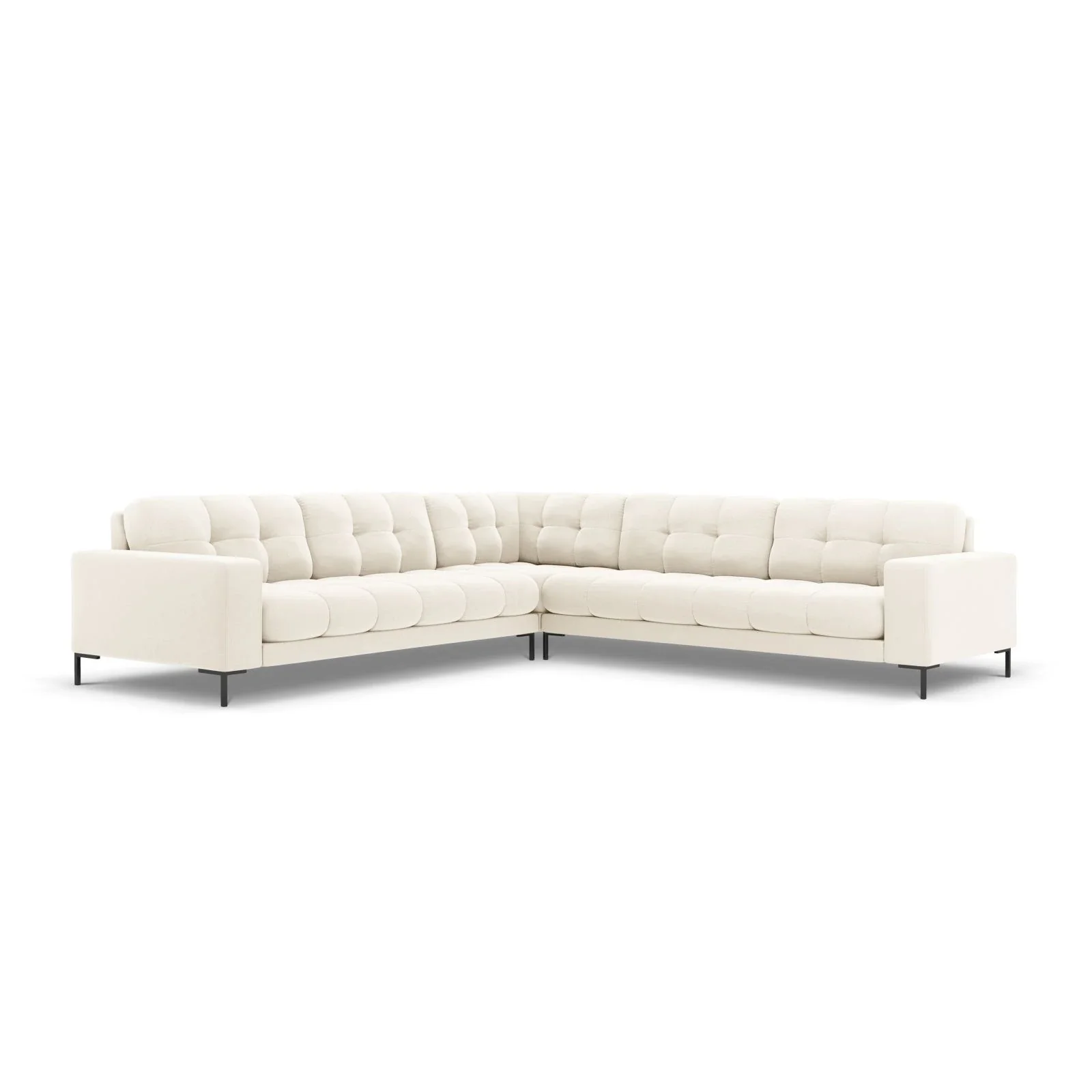 Mamaia 5-Sitzer Ecksofa symmetrisch, Metallbeine Schwarz, mit Bezug aus Samt oder Strukturstoff, 256x256 cm - Image 41