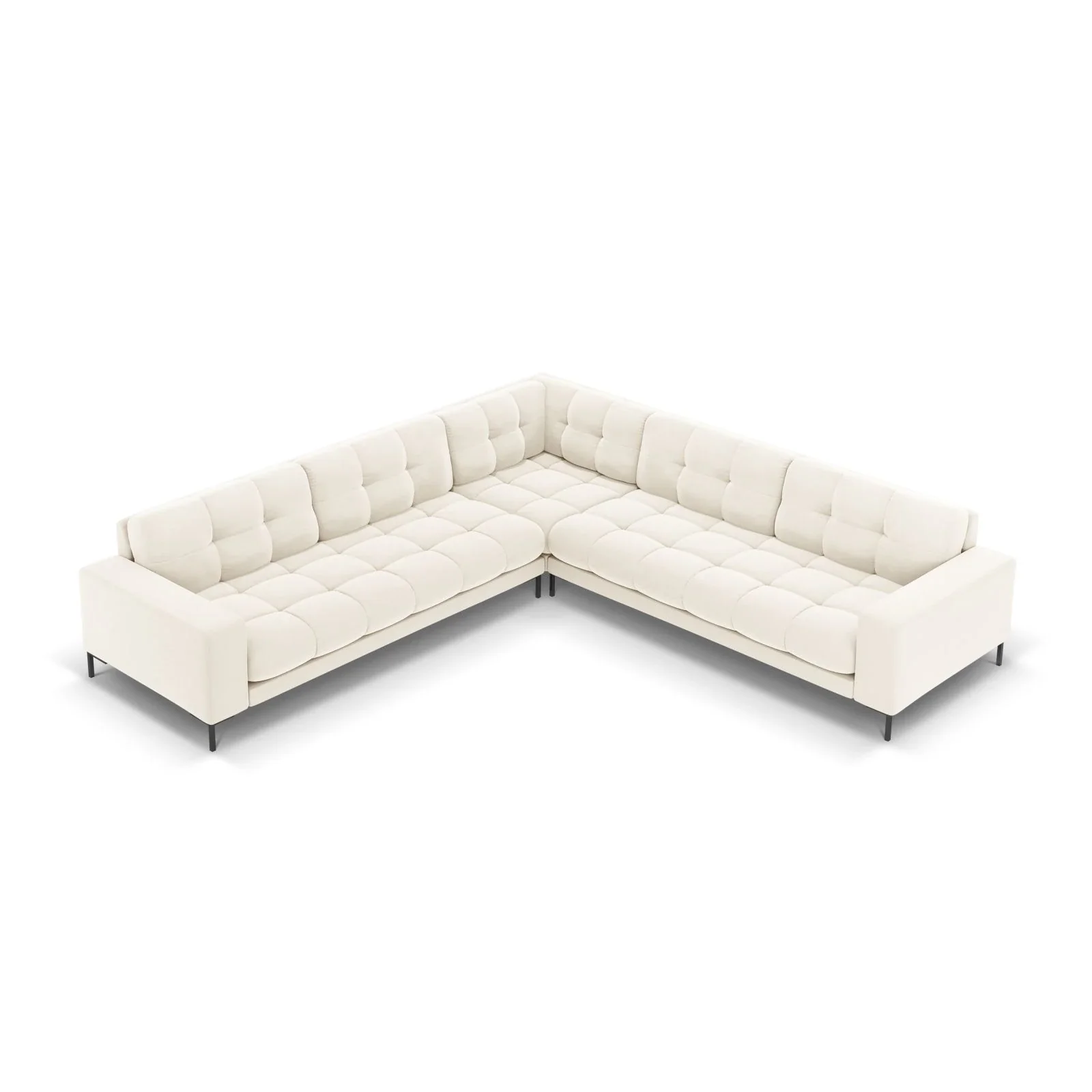 Mamaia 5-Sitzer Ecksofa symmetrisch, Metallbeine Schwarz, mit Bezug aus Samt oder Strukturstoff, 256x256 cm - Image 43